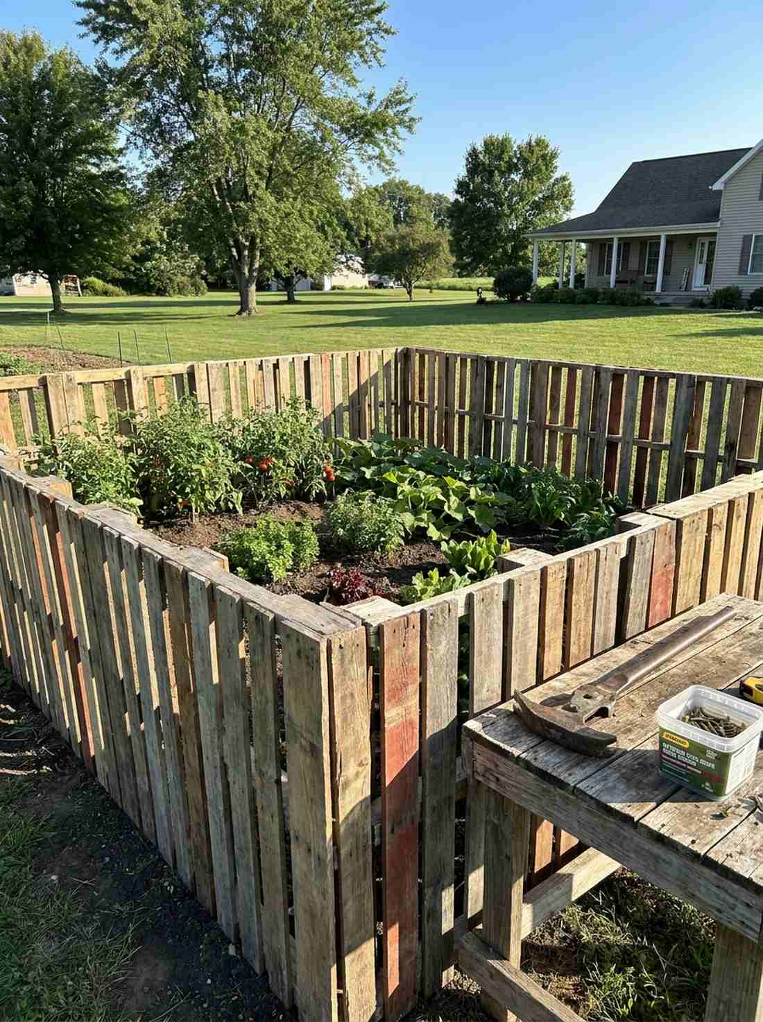 reclaimed wood pallet fence