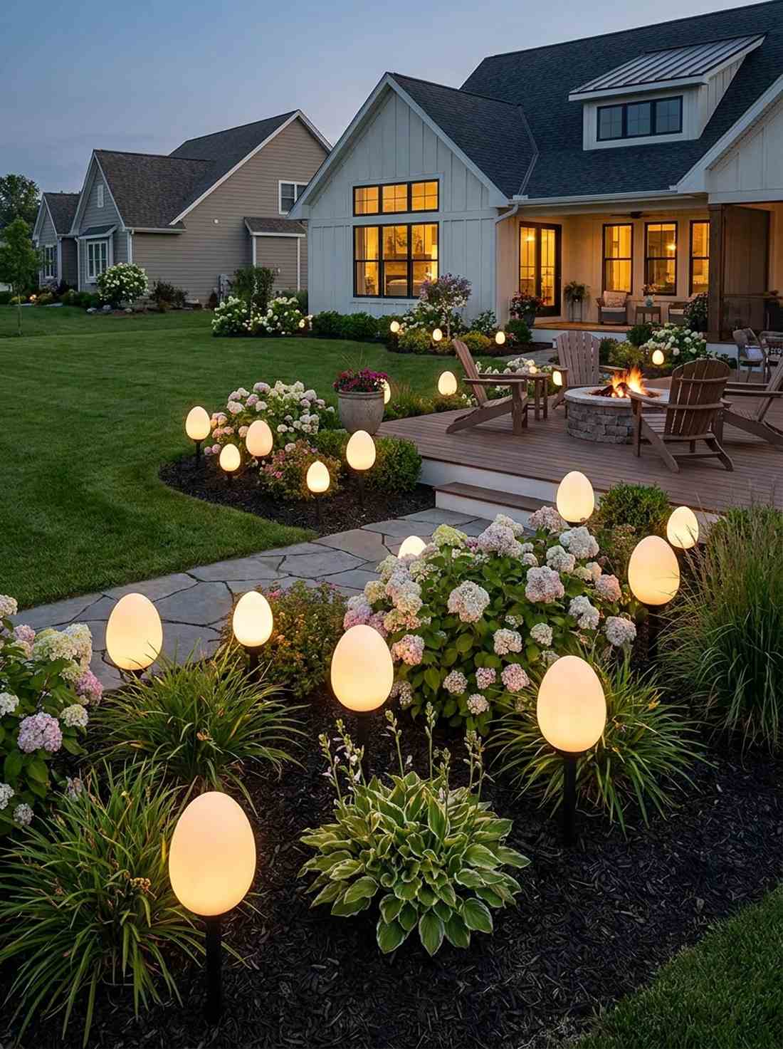solar powered egg shaped stake lights