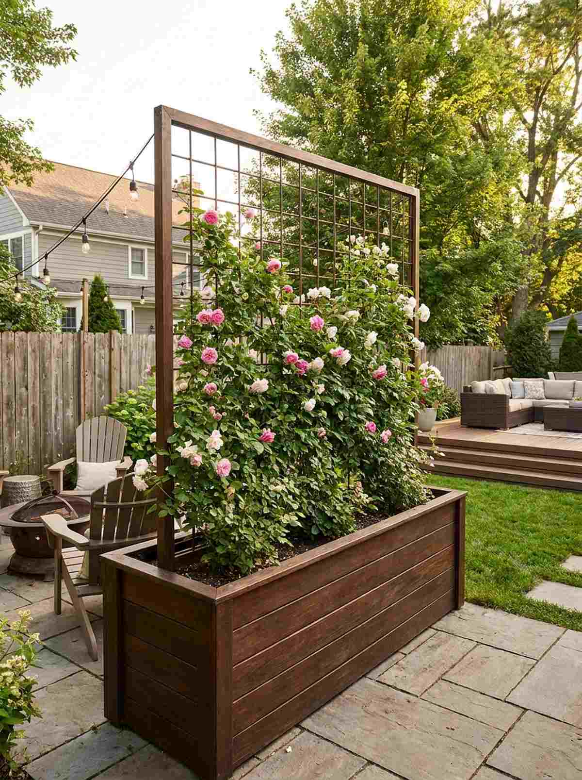 trellis backed planter boxes