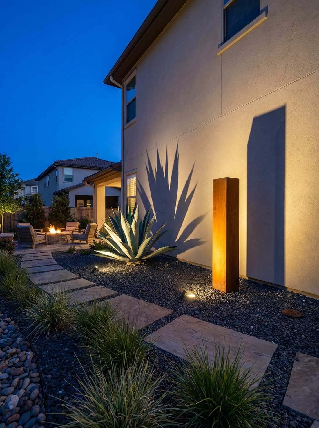 uplighted geometric forms