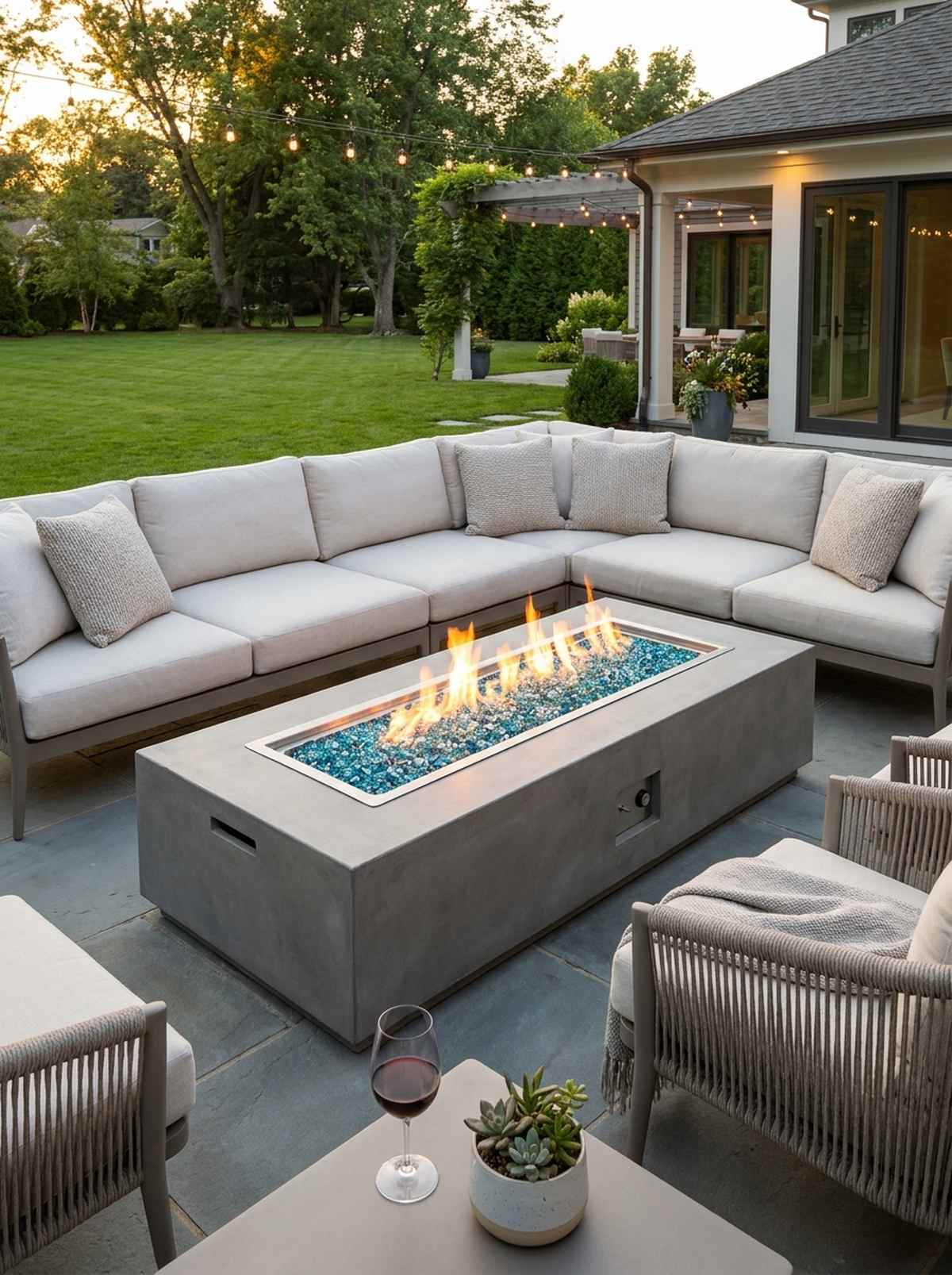 gas fire pit with lava rock