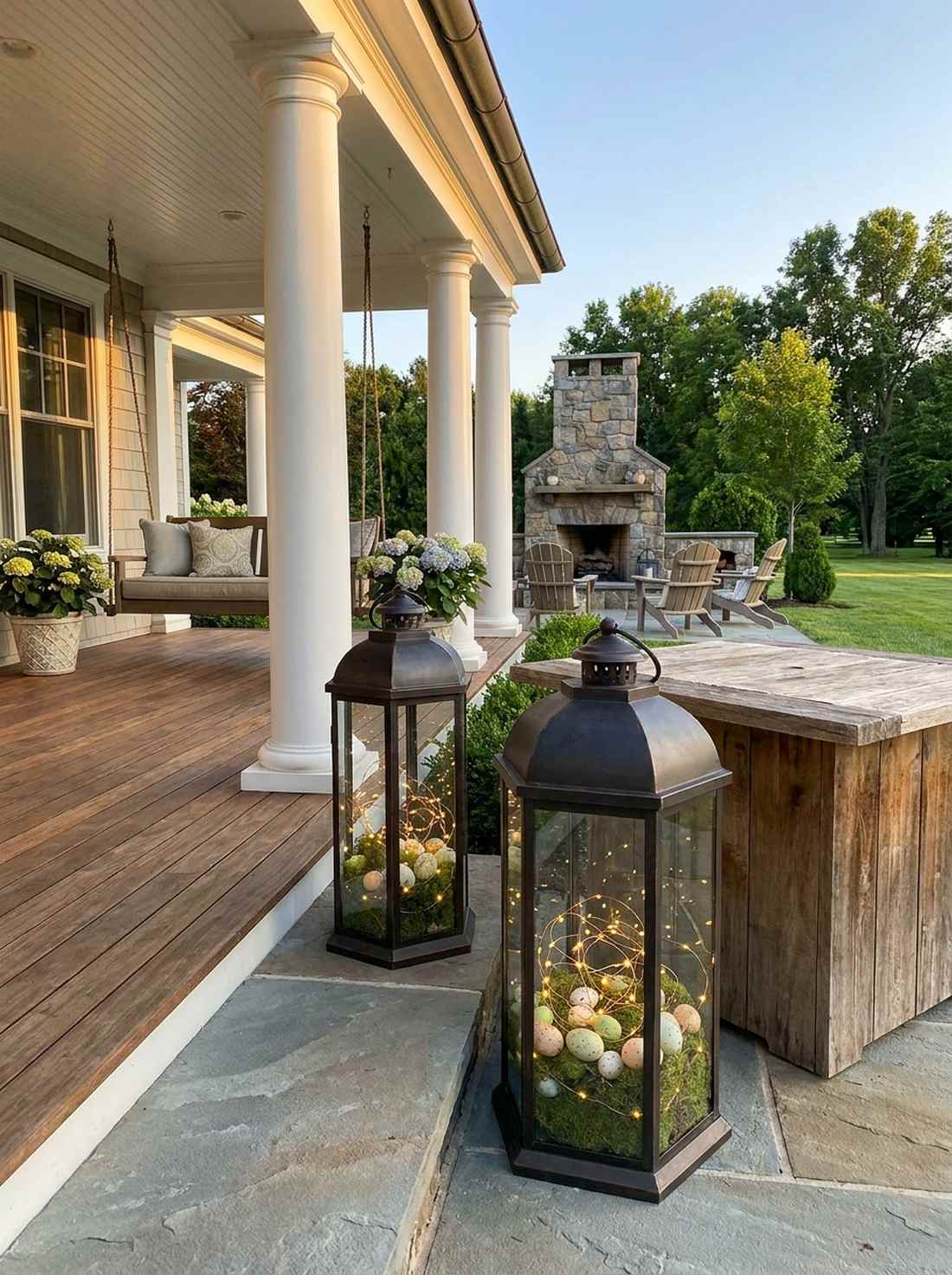 lanterns with floral and egg fillings