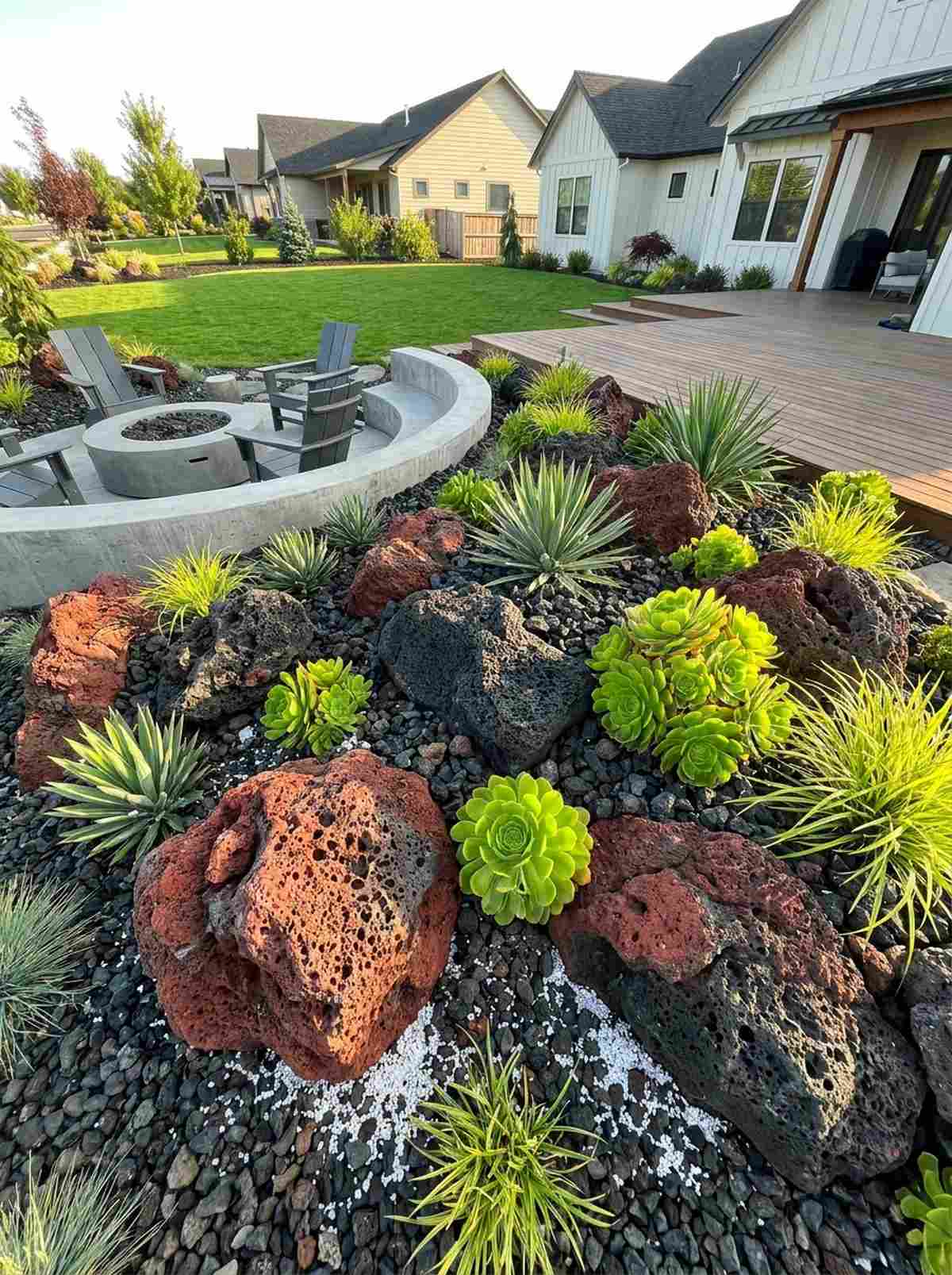 lava rock and basalt gravel bed