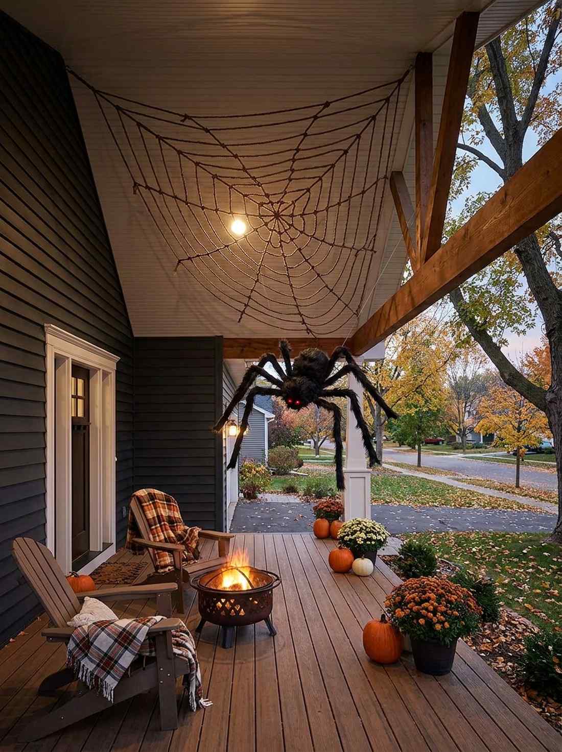 spider web corner with oversized spider