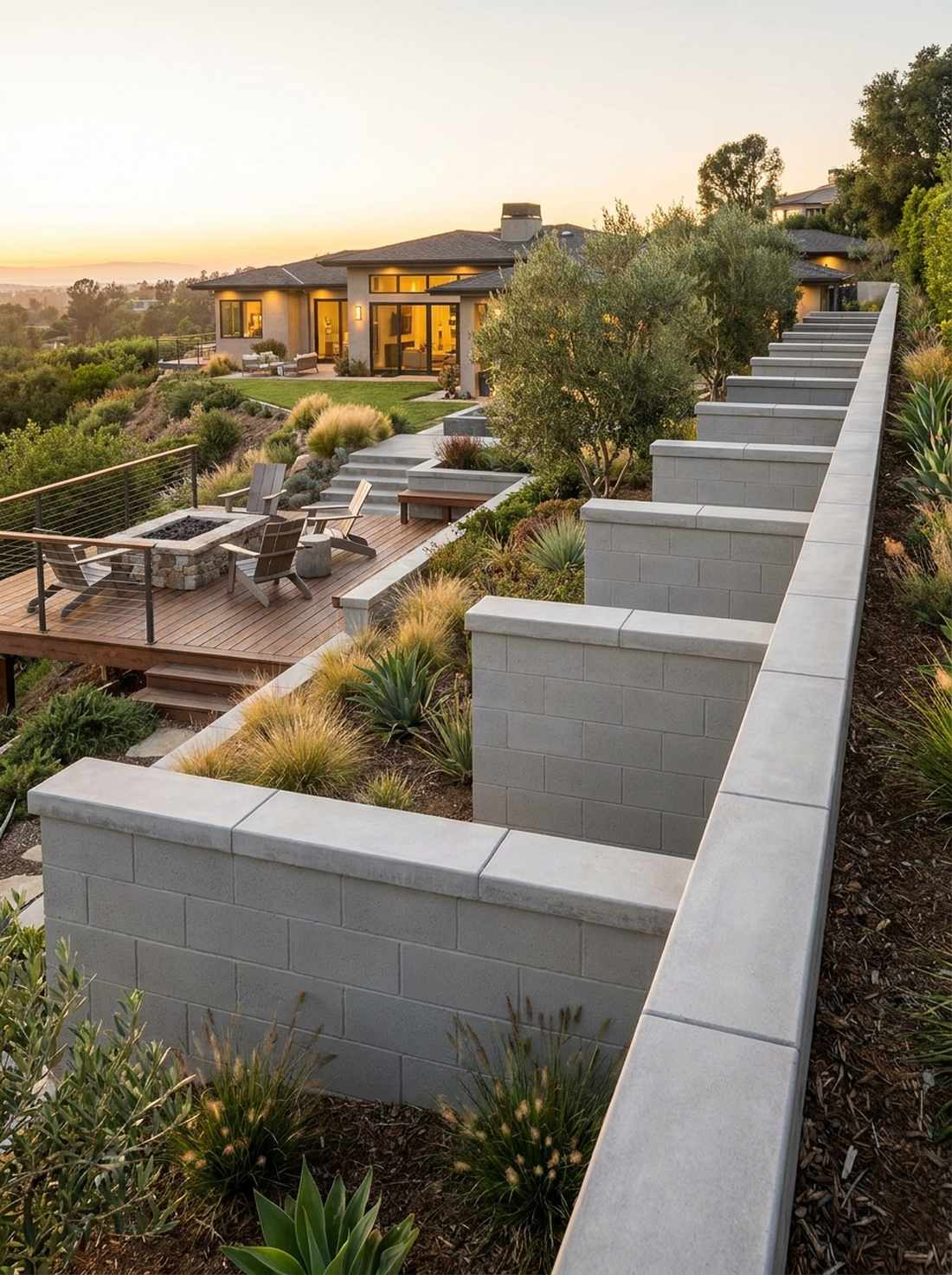 stepped concrete boundary wall