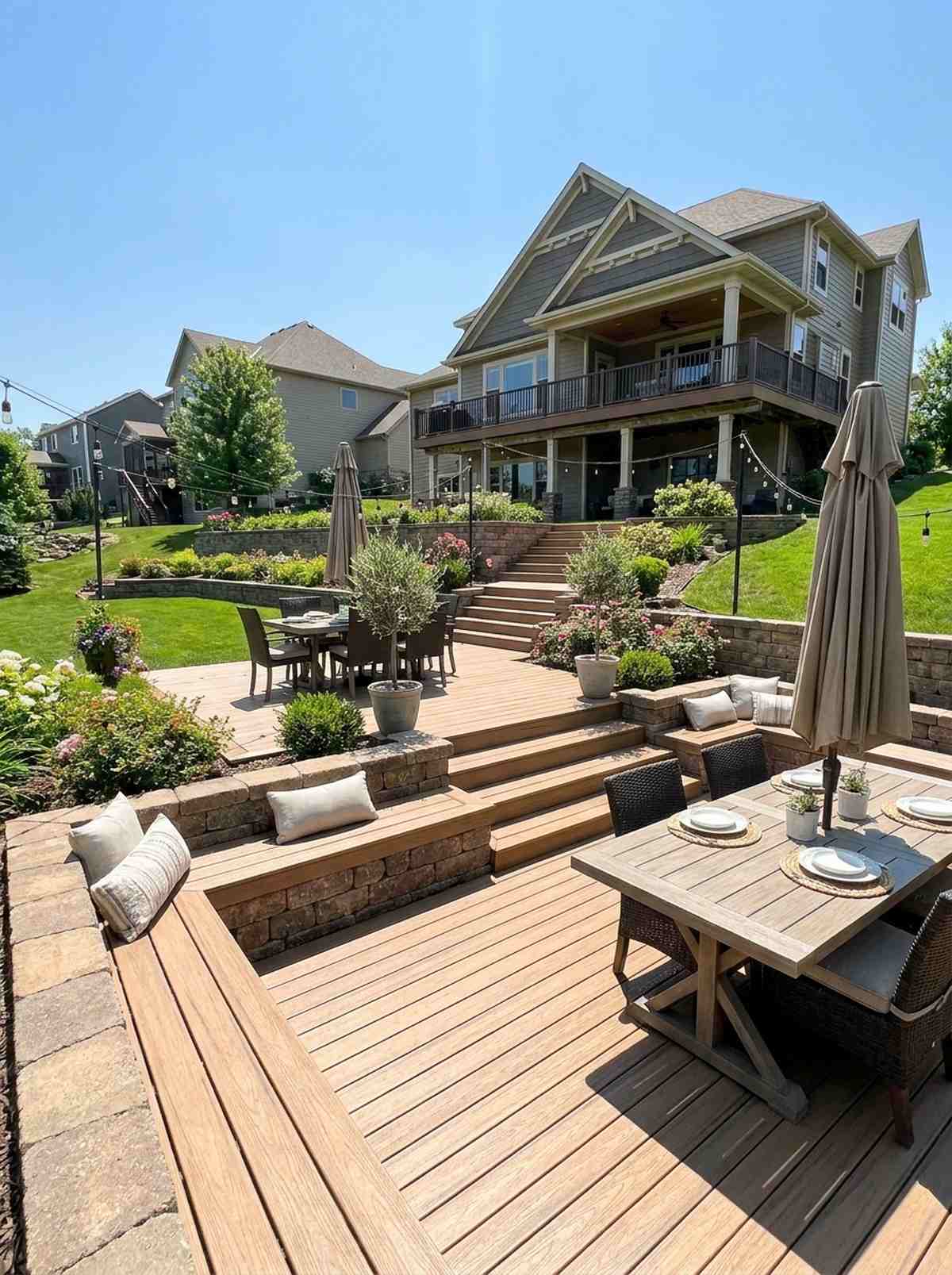 terraced level dining platforms