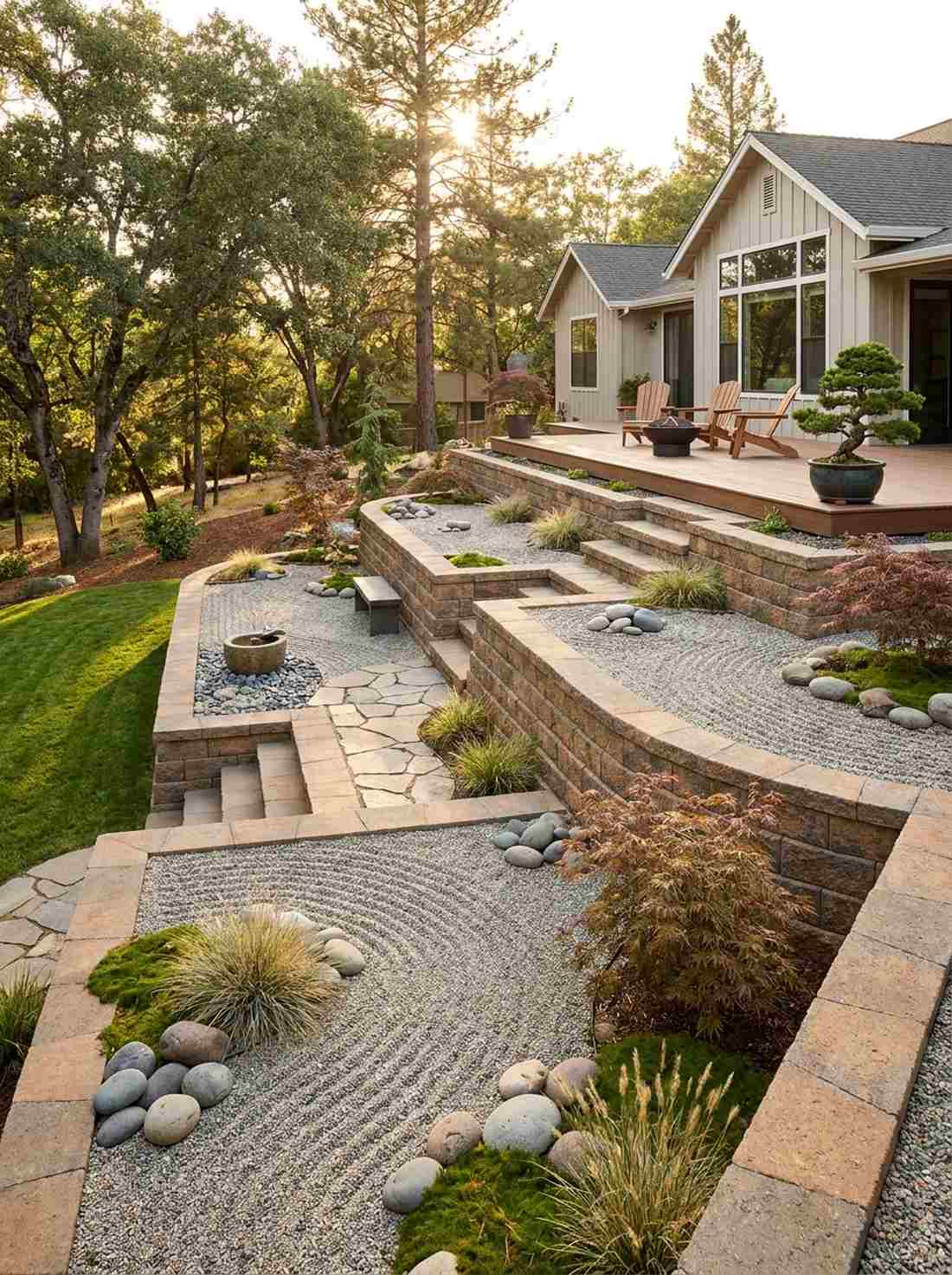 terraced multi level zen scape