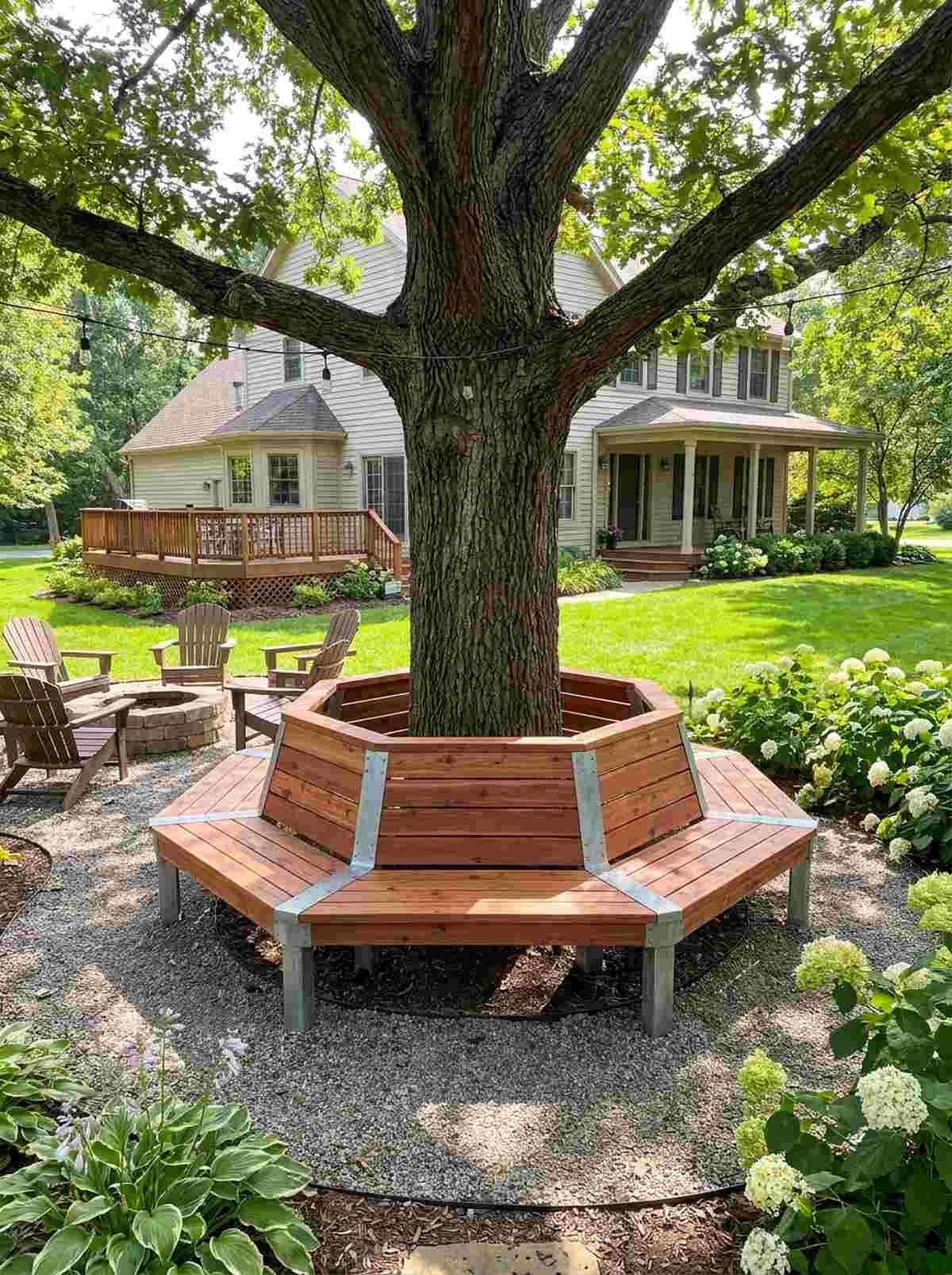 tree encircling bench