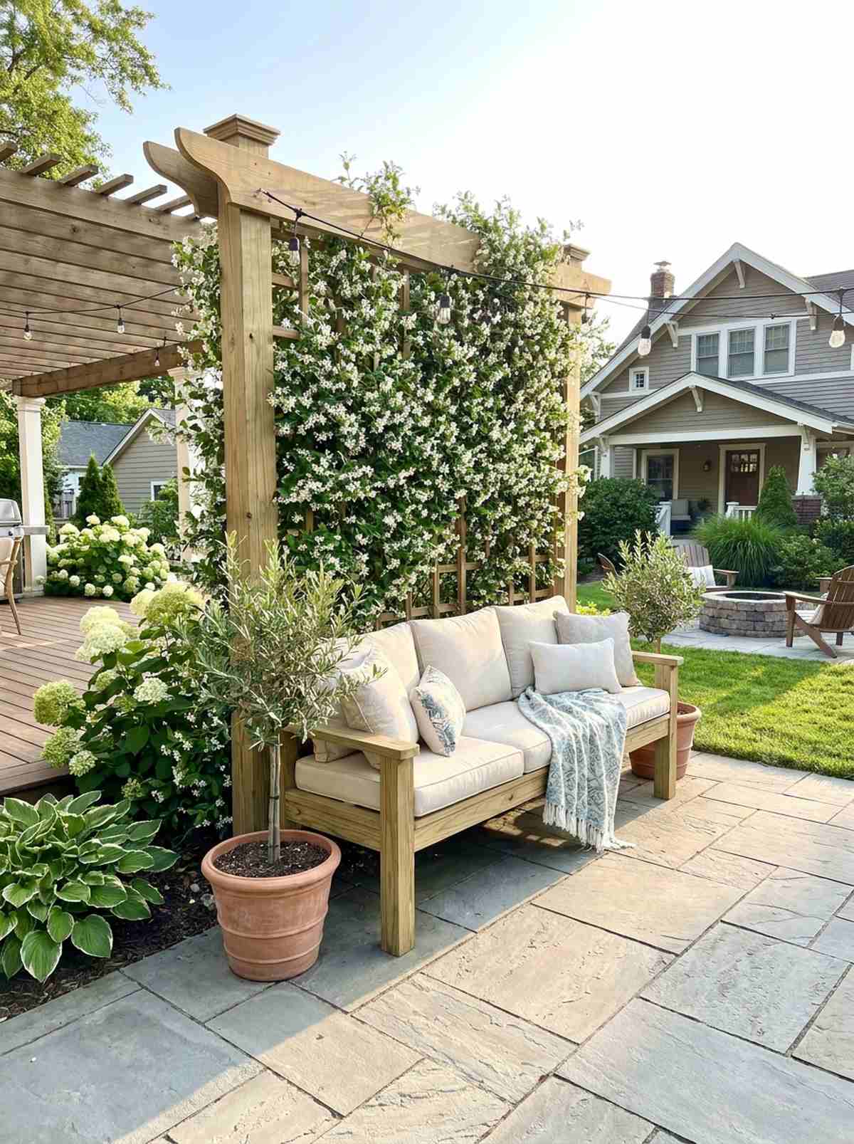 trellis backed bench