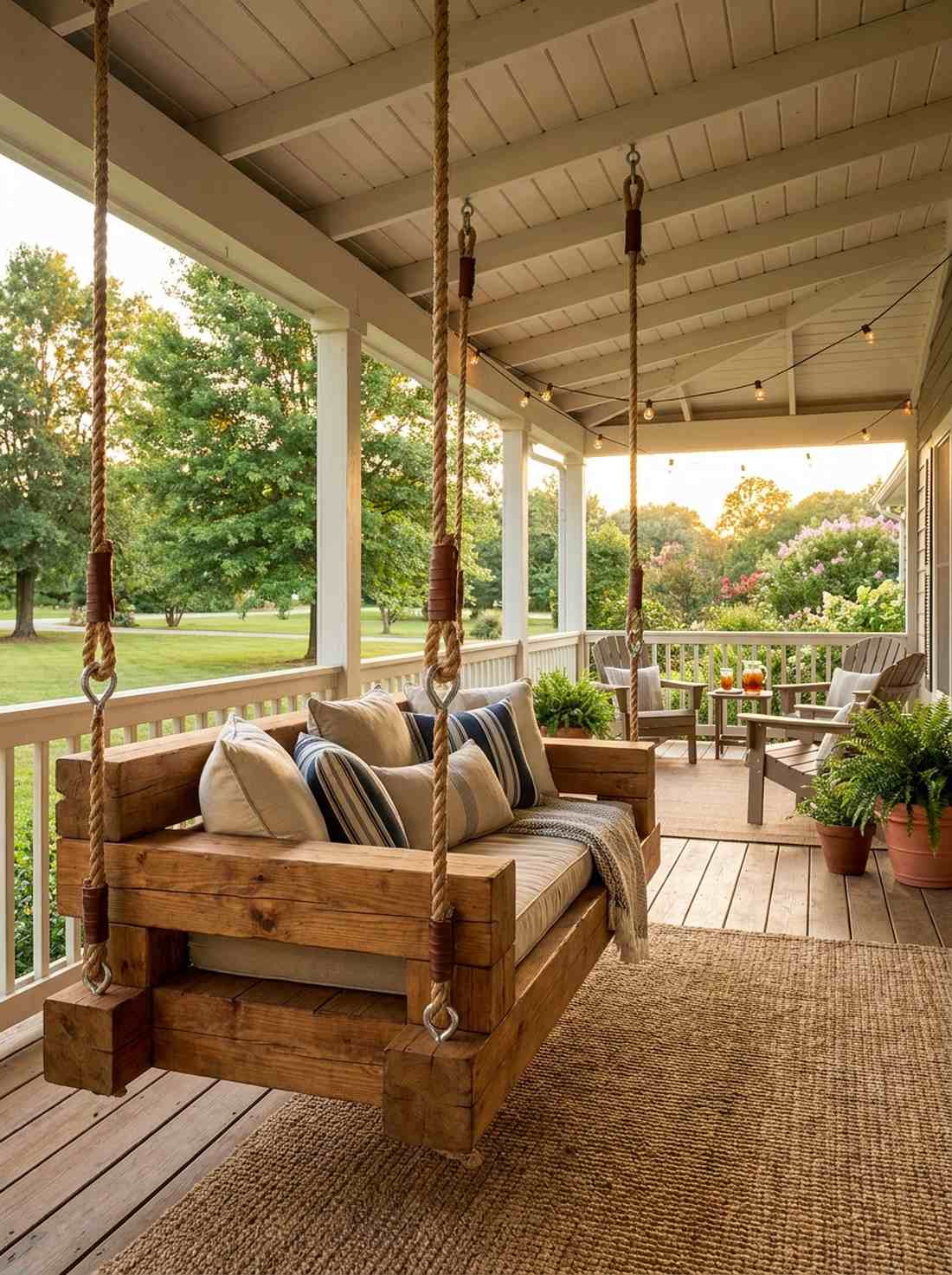 wooden swing benches