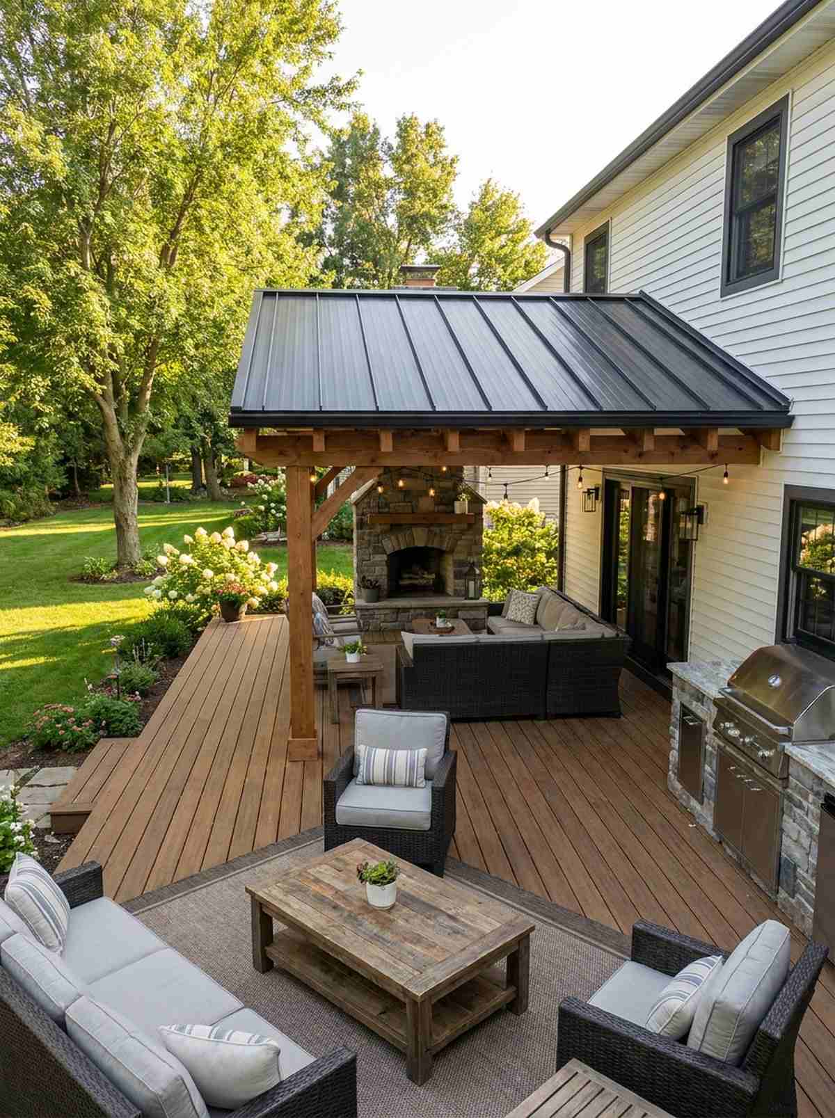 covered patio with solid roof system
