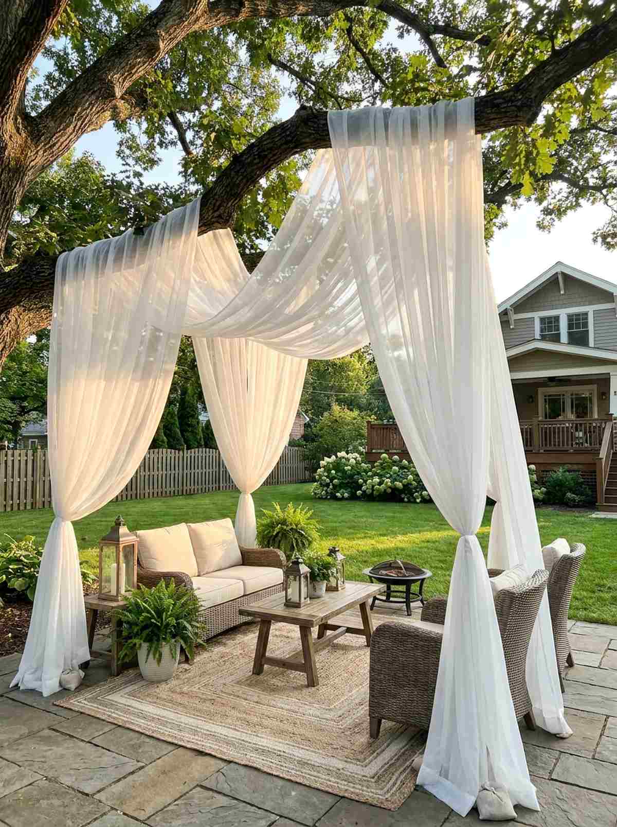 fabric draped tree canopy