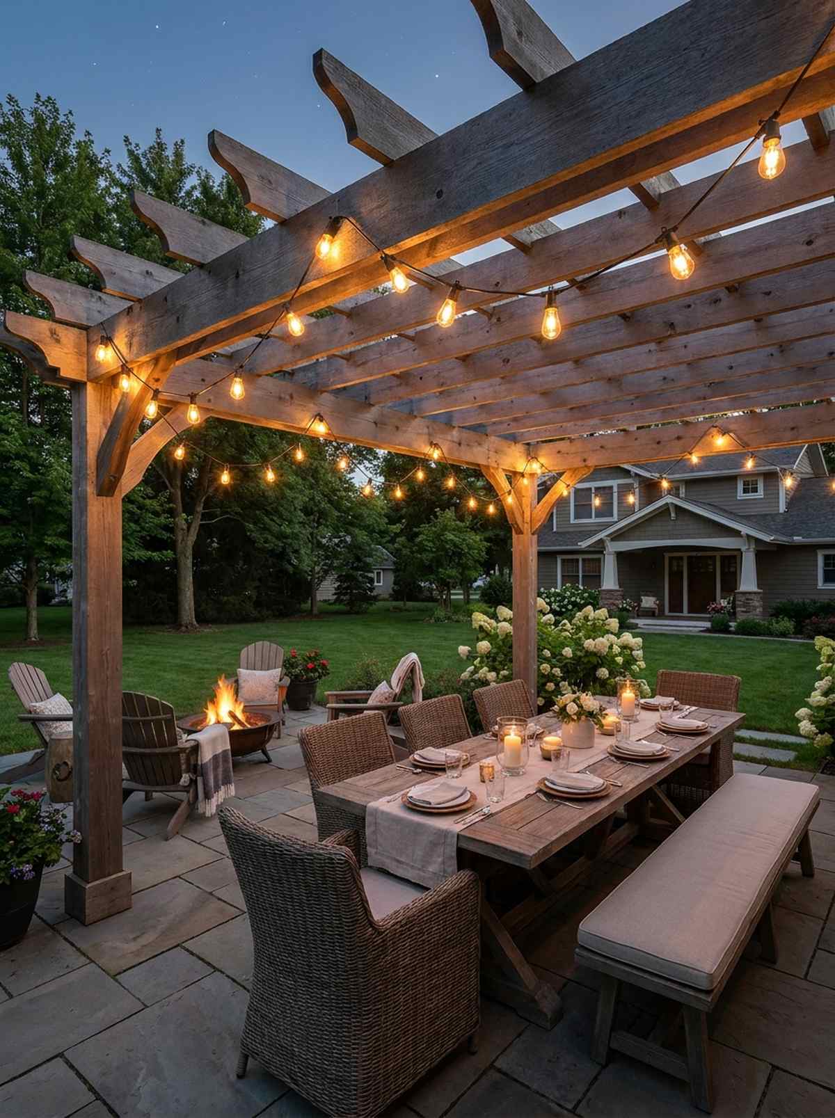 festoon lights perimeter draping