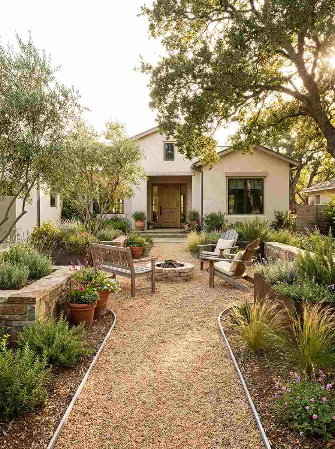 gravel courtyard garden