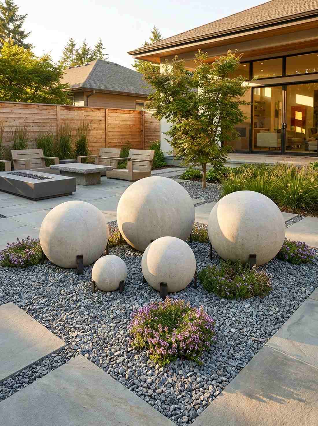 limestone sphere accents