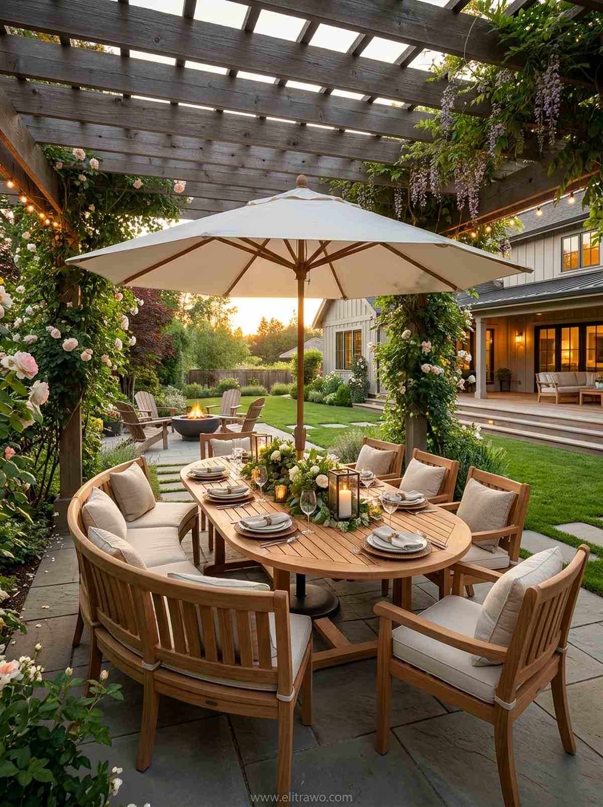 oval teak dining set for ten