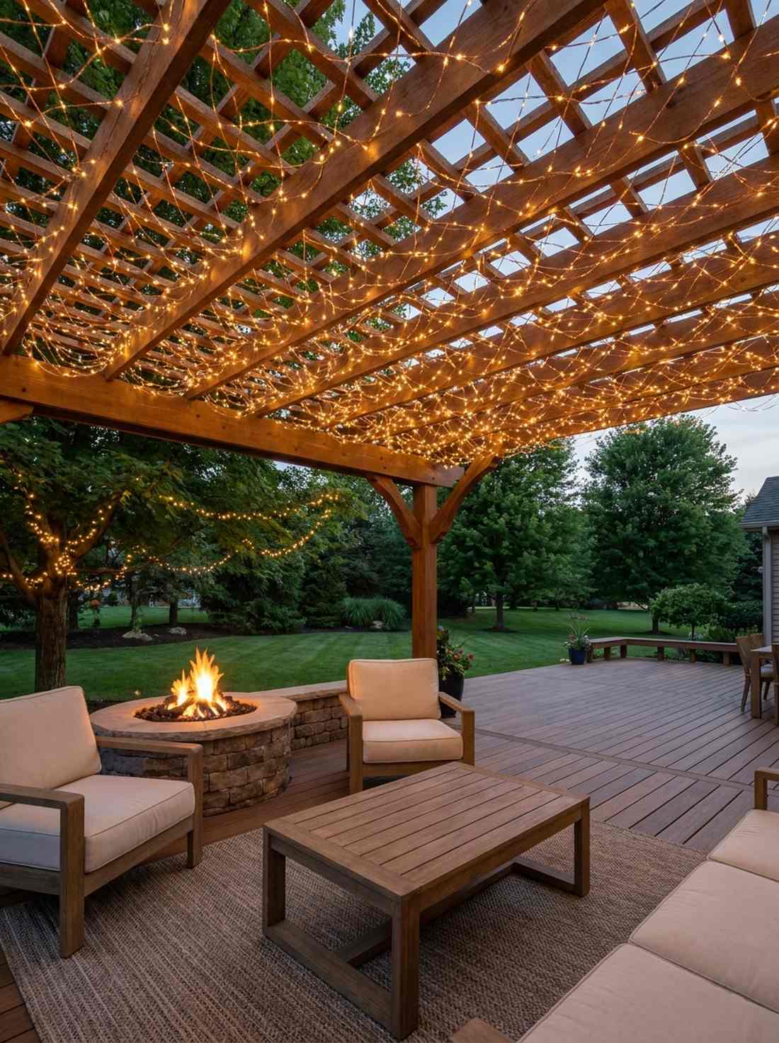 pergola woven canopy lights