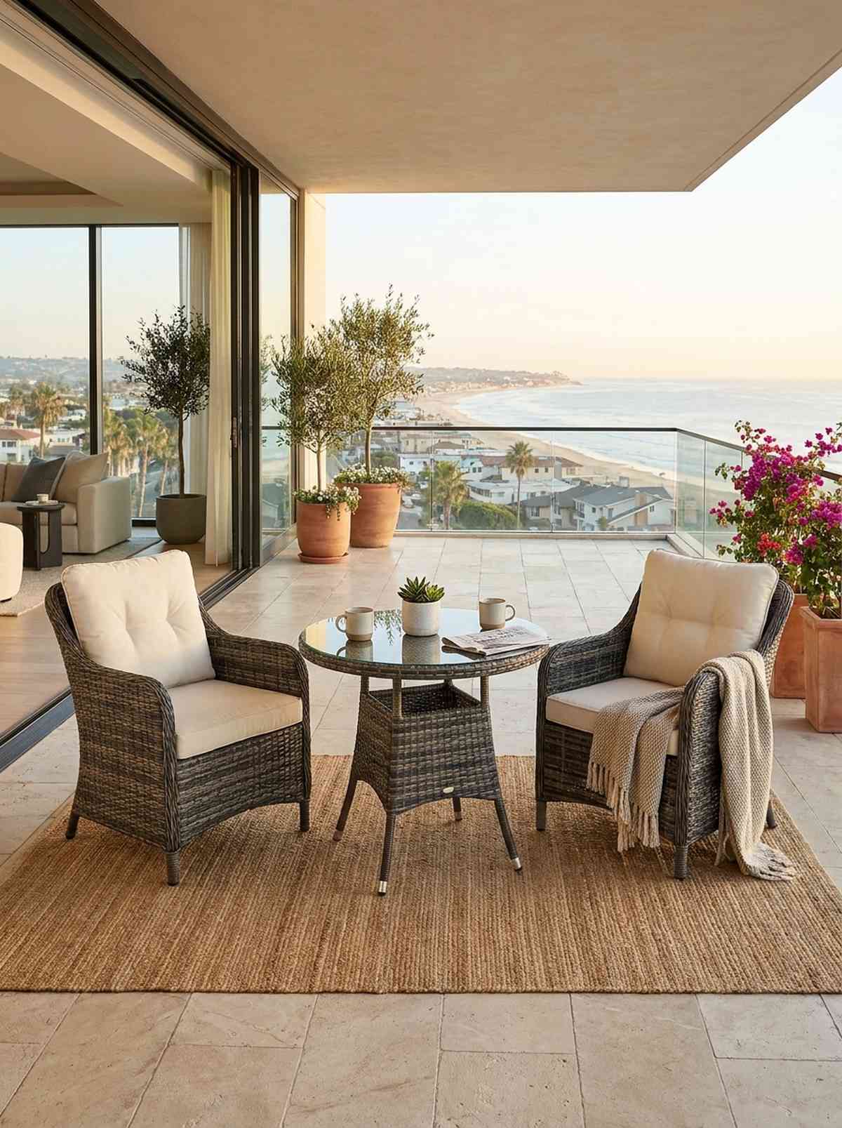 rattan wicker bistro dining set