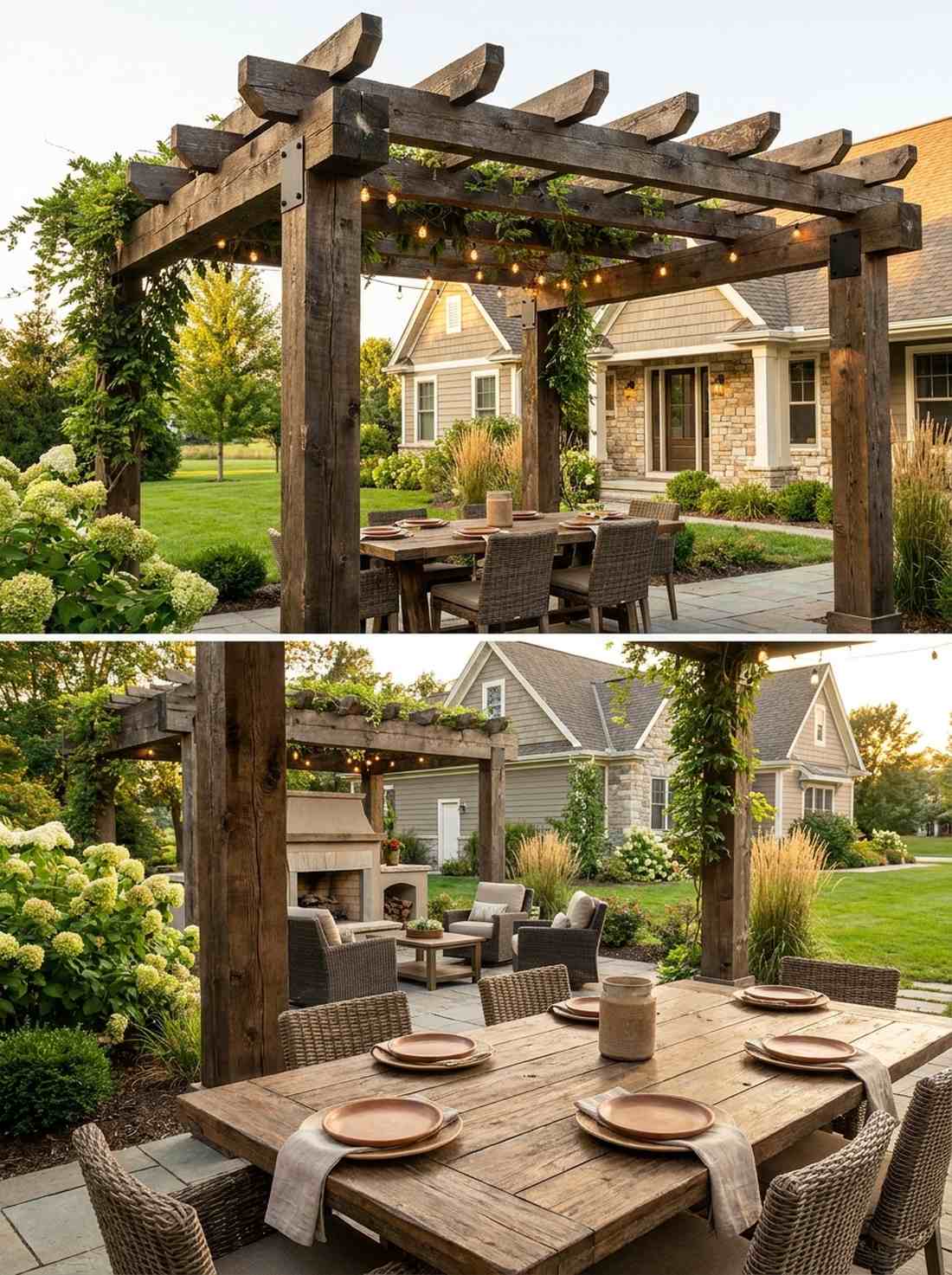 rustic wood pergola structures