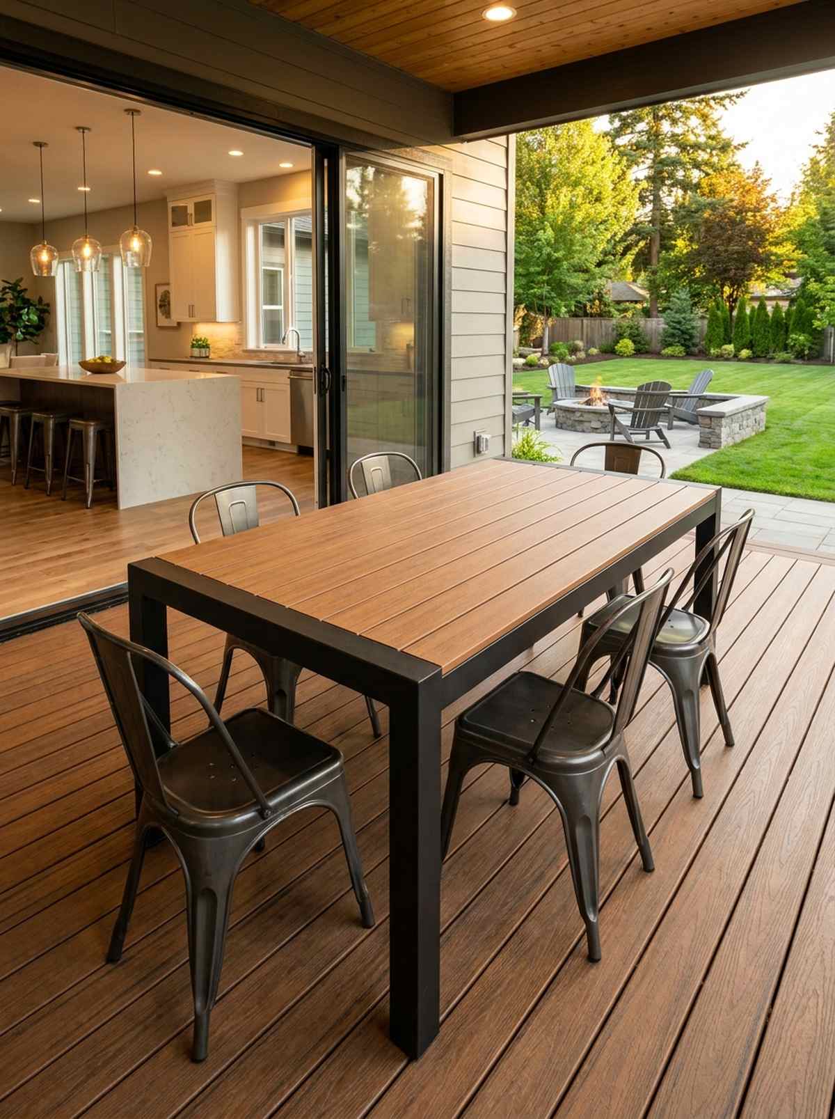 six seat mixed material dining