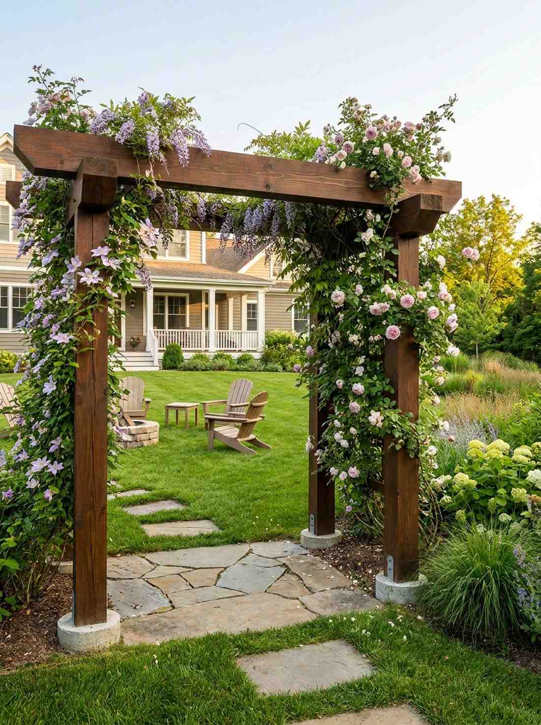 timber framed garden arbor