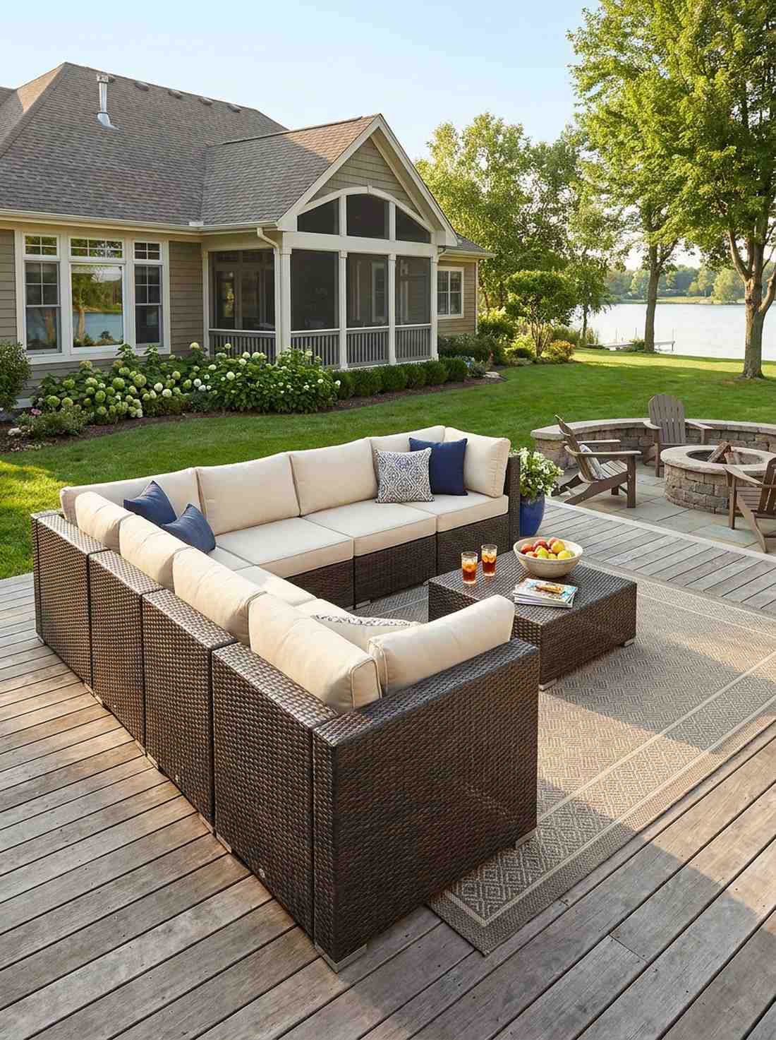 wicker sectional with deep seating