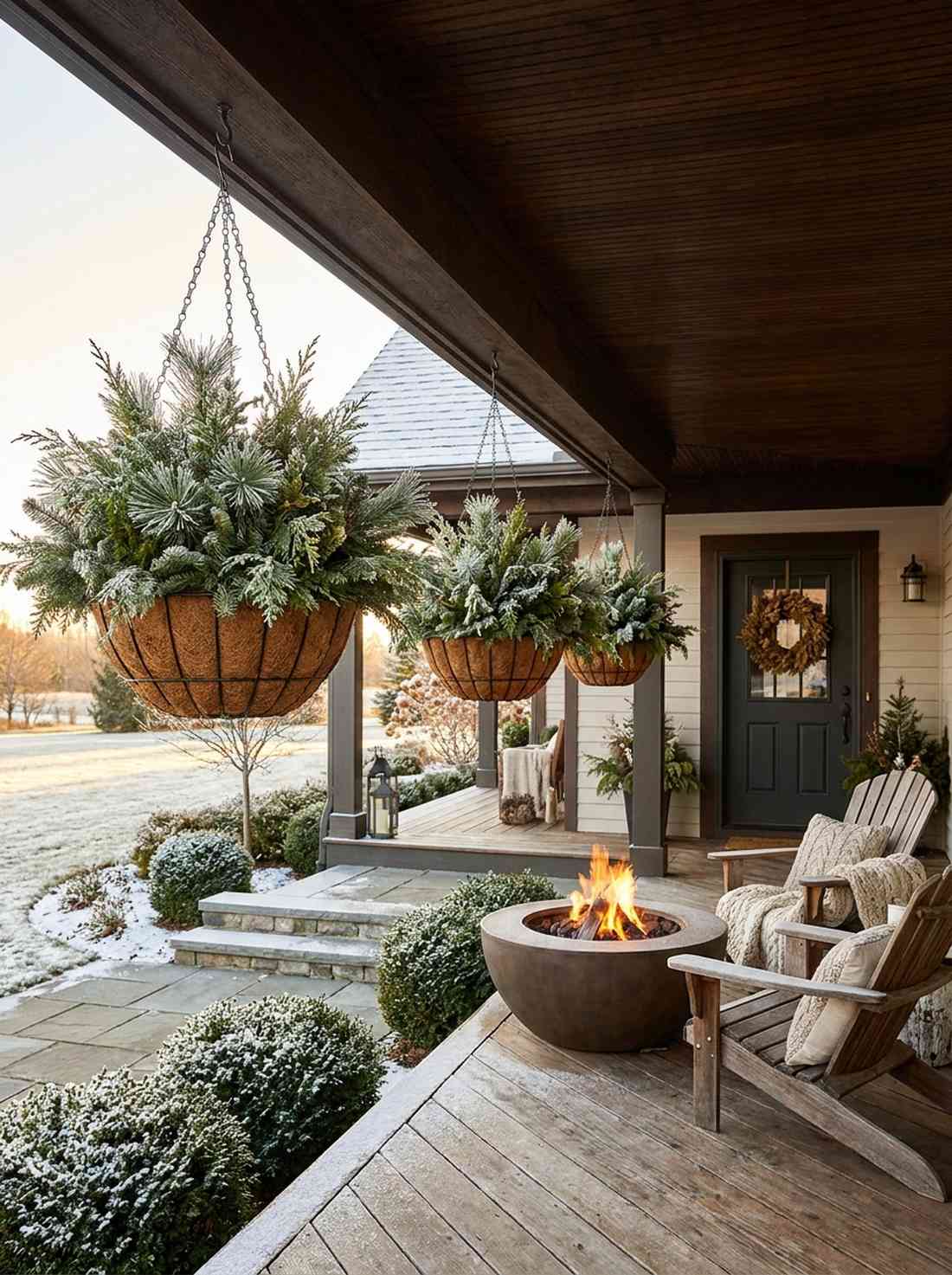 hanging basket evergreen fills