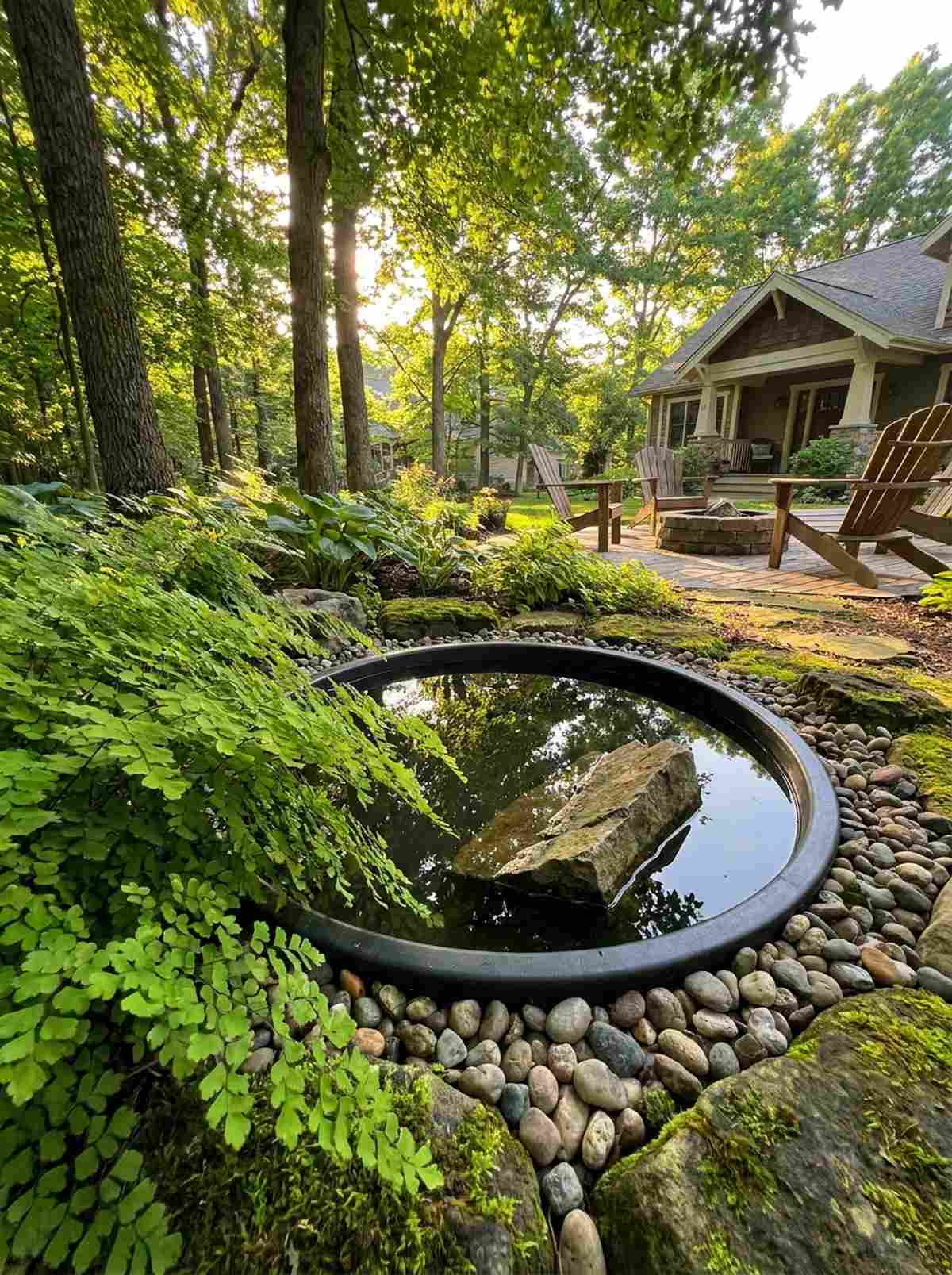 hidden pond beneath ferns