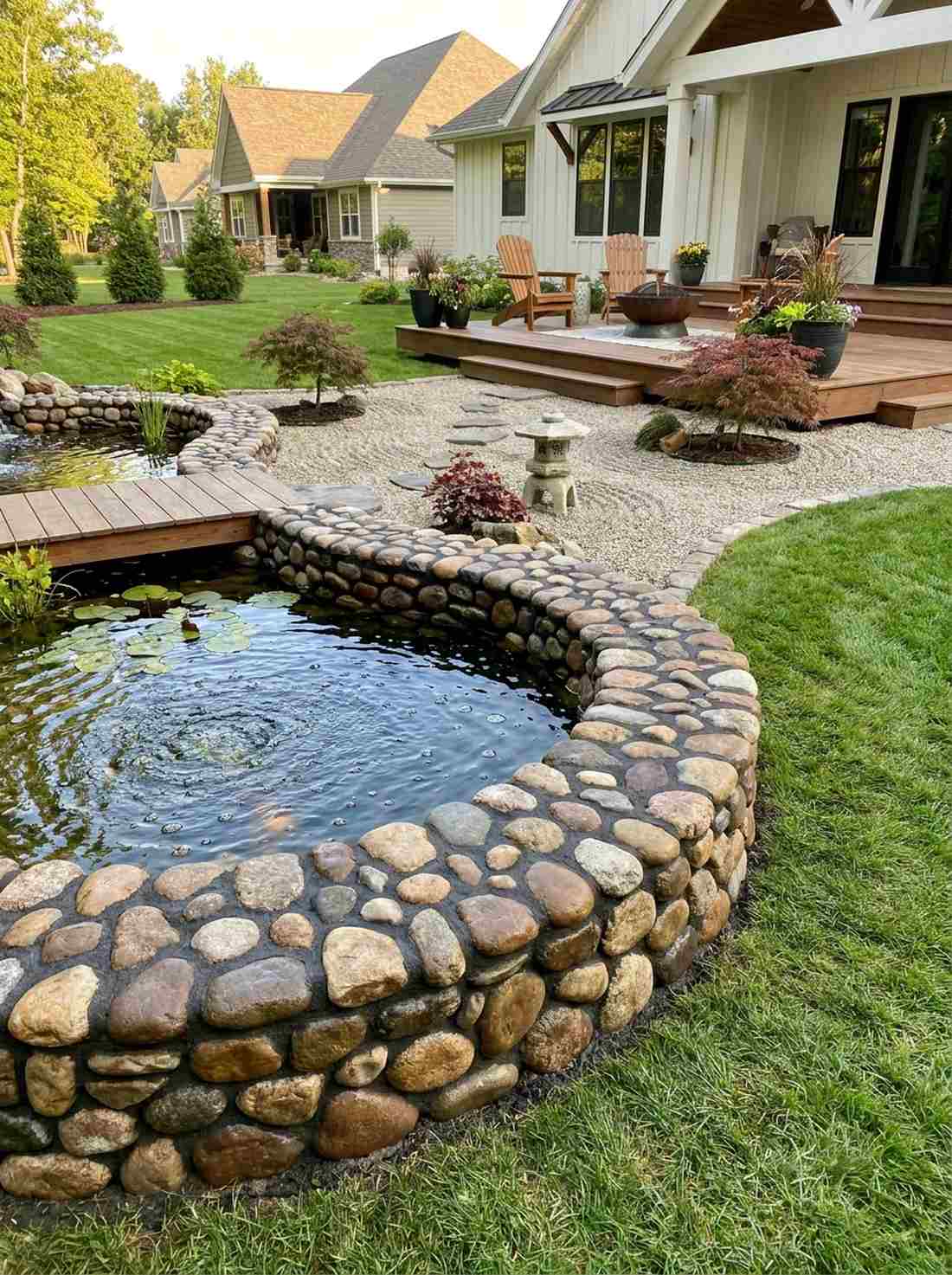 river rock mortared borders