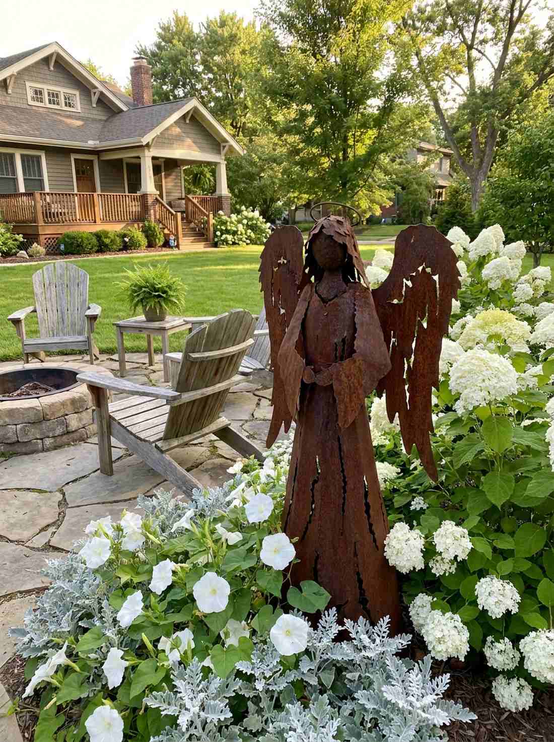 rustic metal garden angel