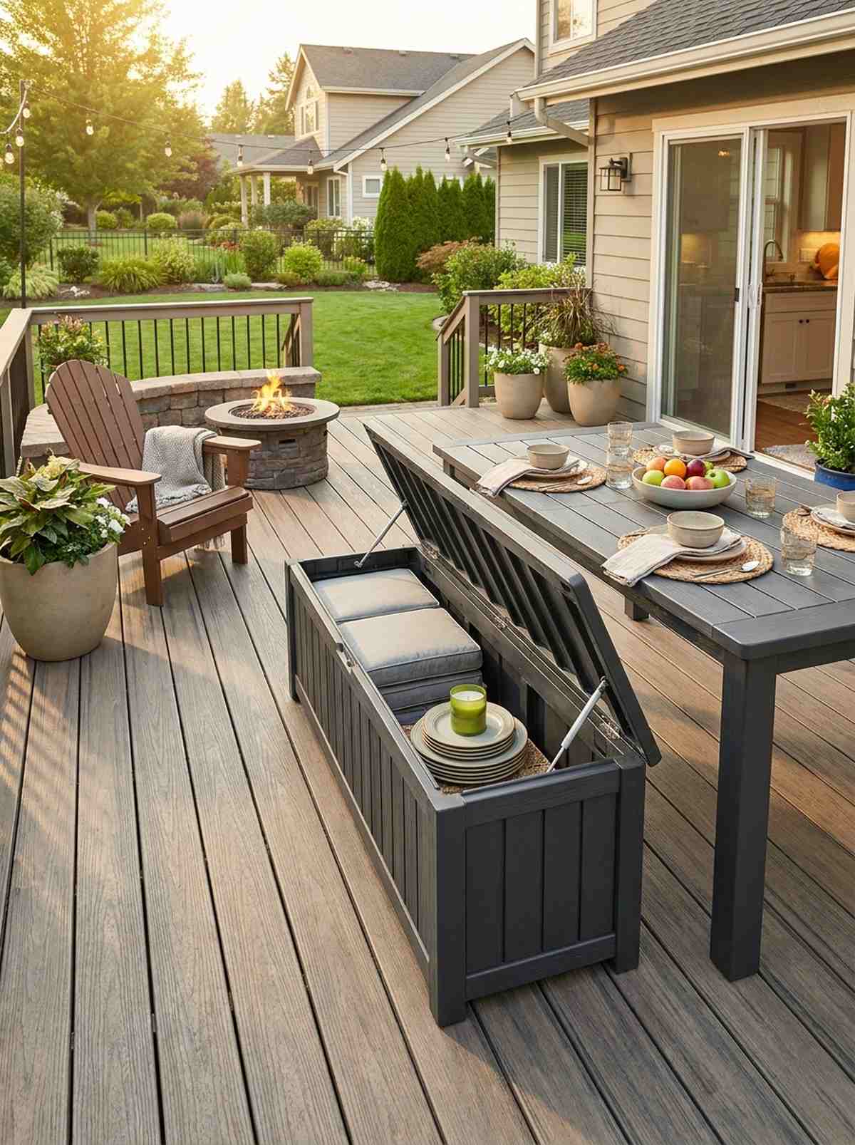 storage bench with table