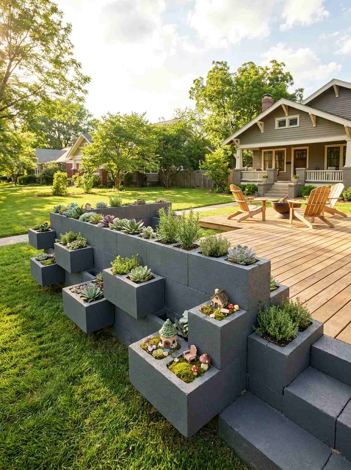 cinder block beds with pocket planting