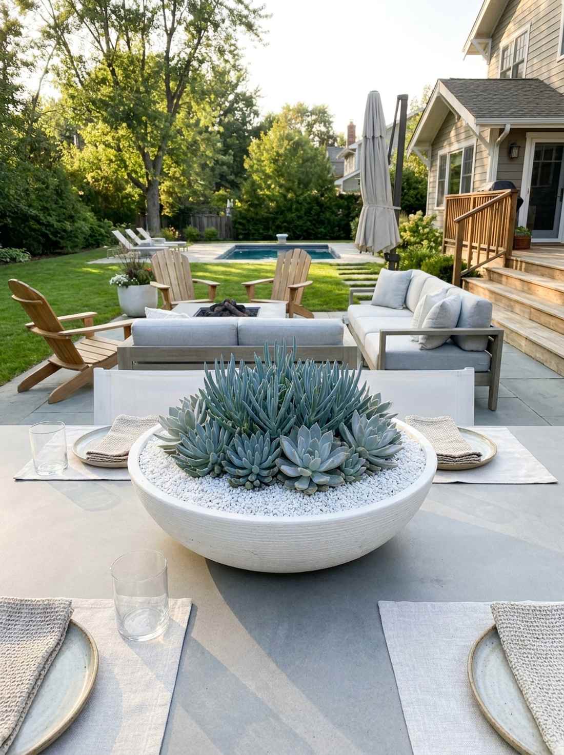 monochrome succulent bowl