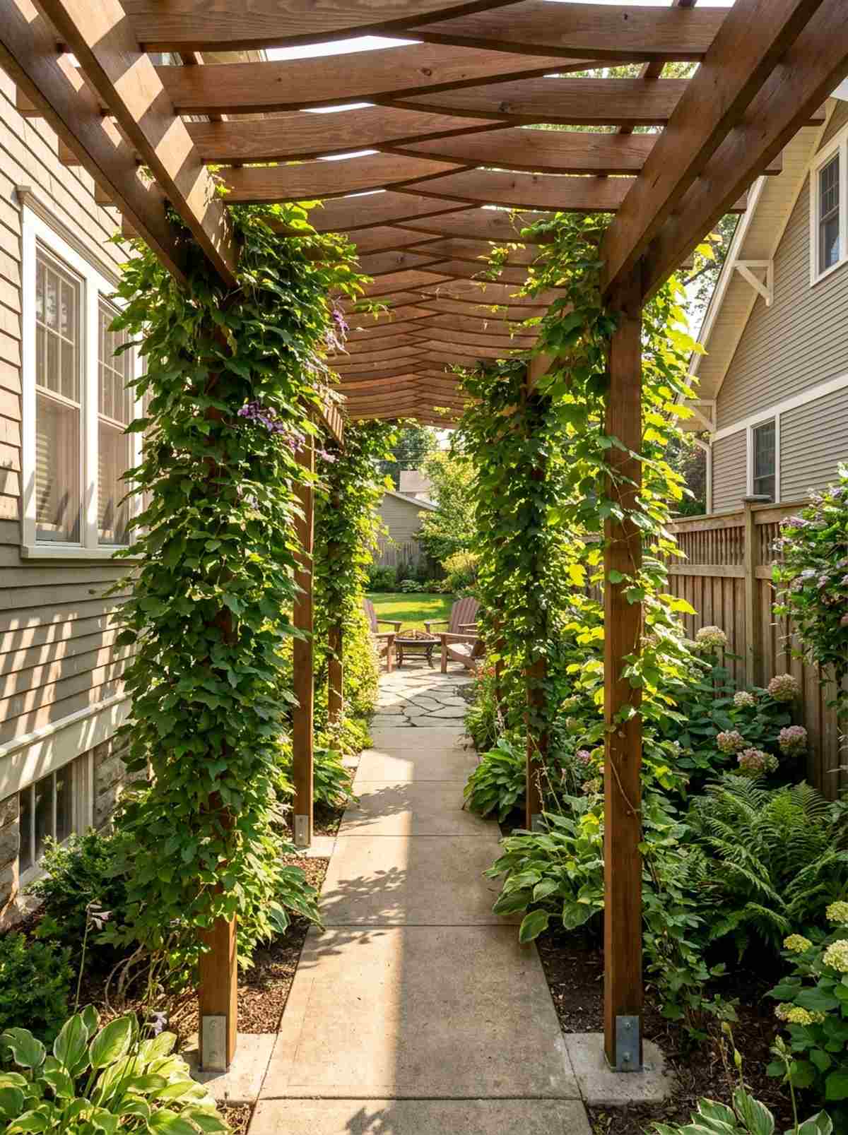 narrow walkway pergola