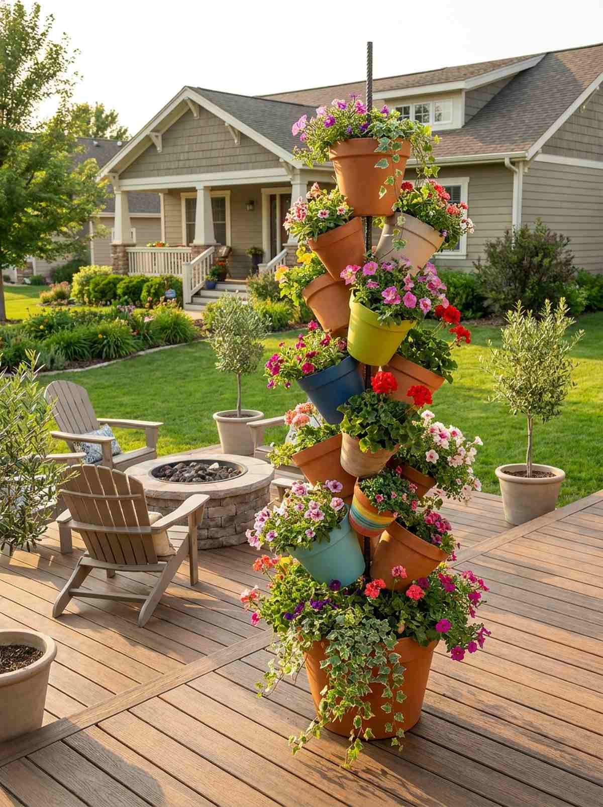 tiered container towers