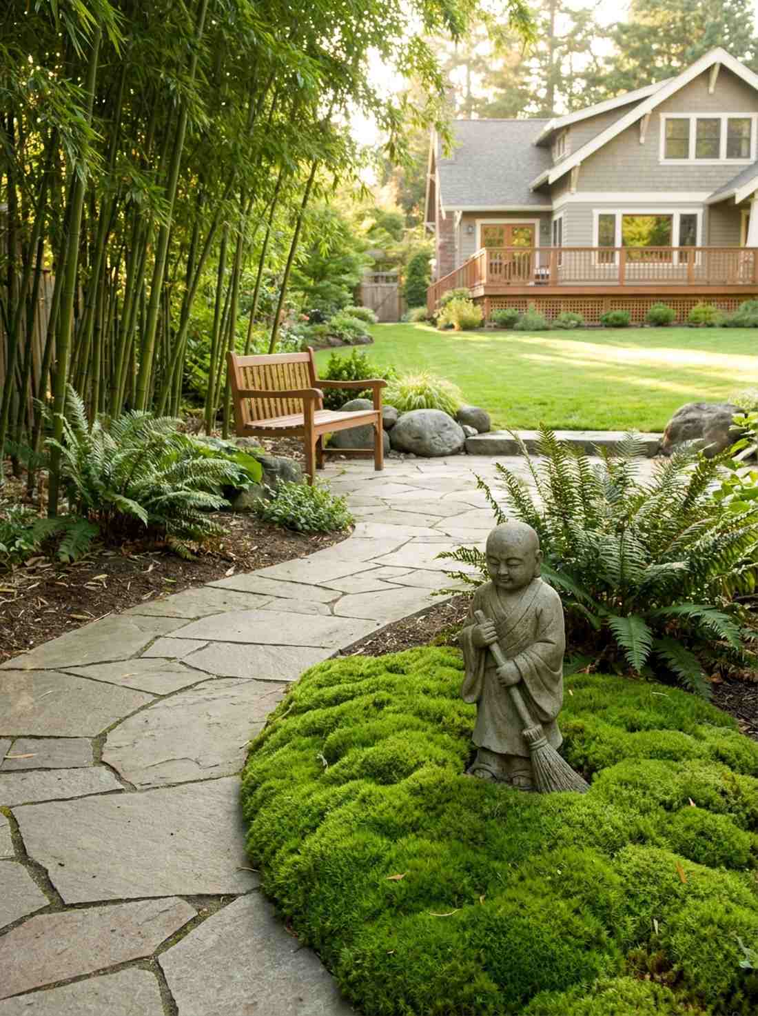 zen monk statues