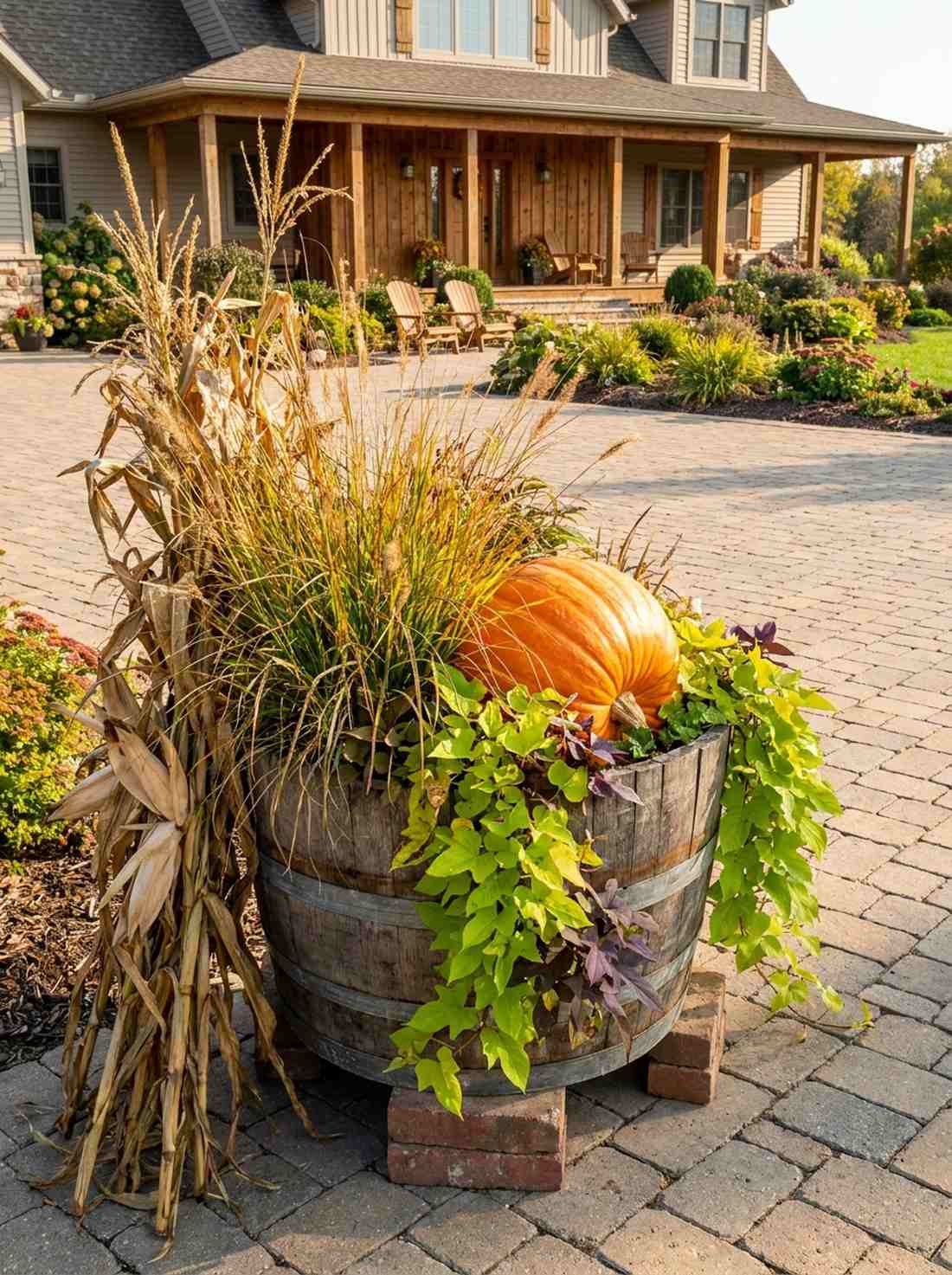 barrel planter display
