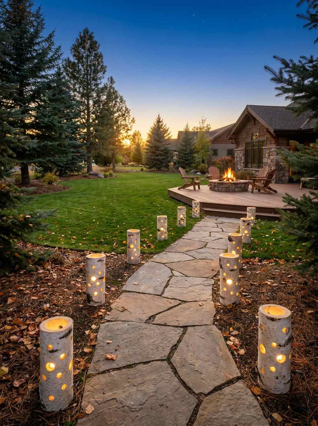 birch log luminaries