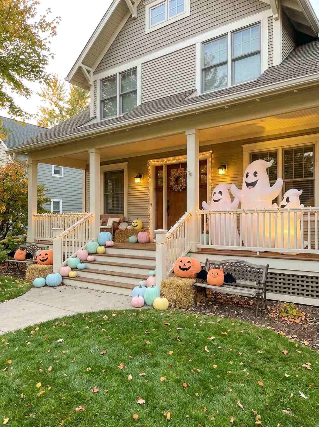 child friendly not too scary porch scene