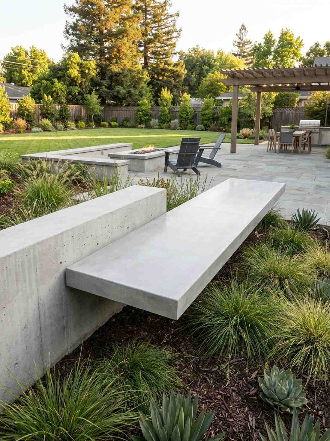 floating concrete bench slab