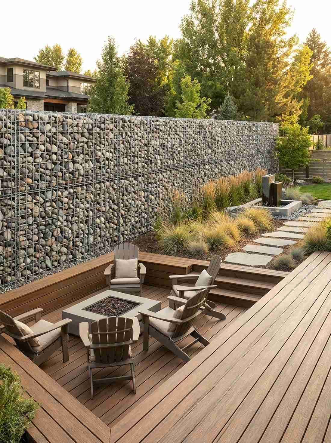 gabion wall fence hybrid