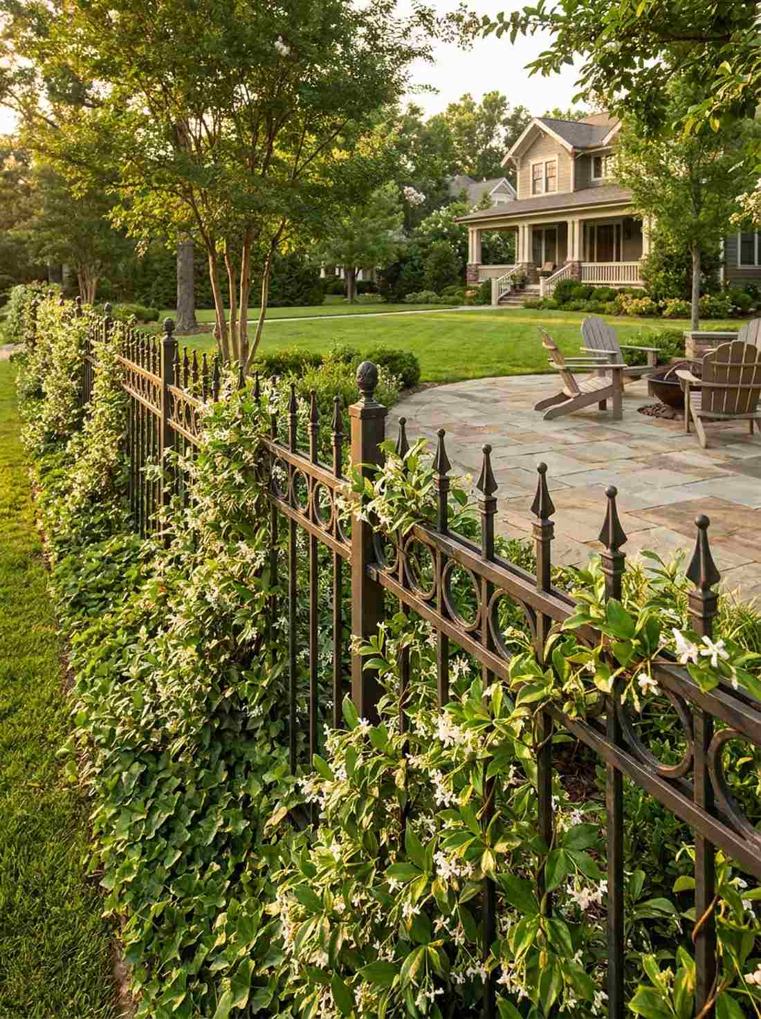 iron fence with climbing vines