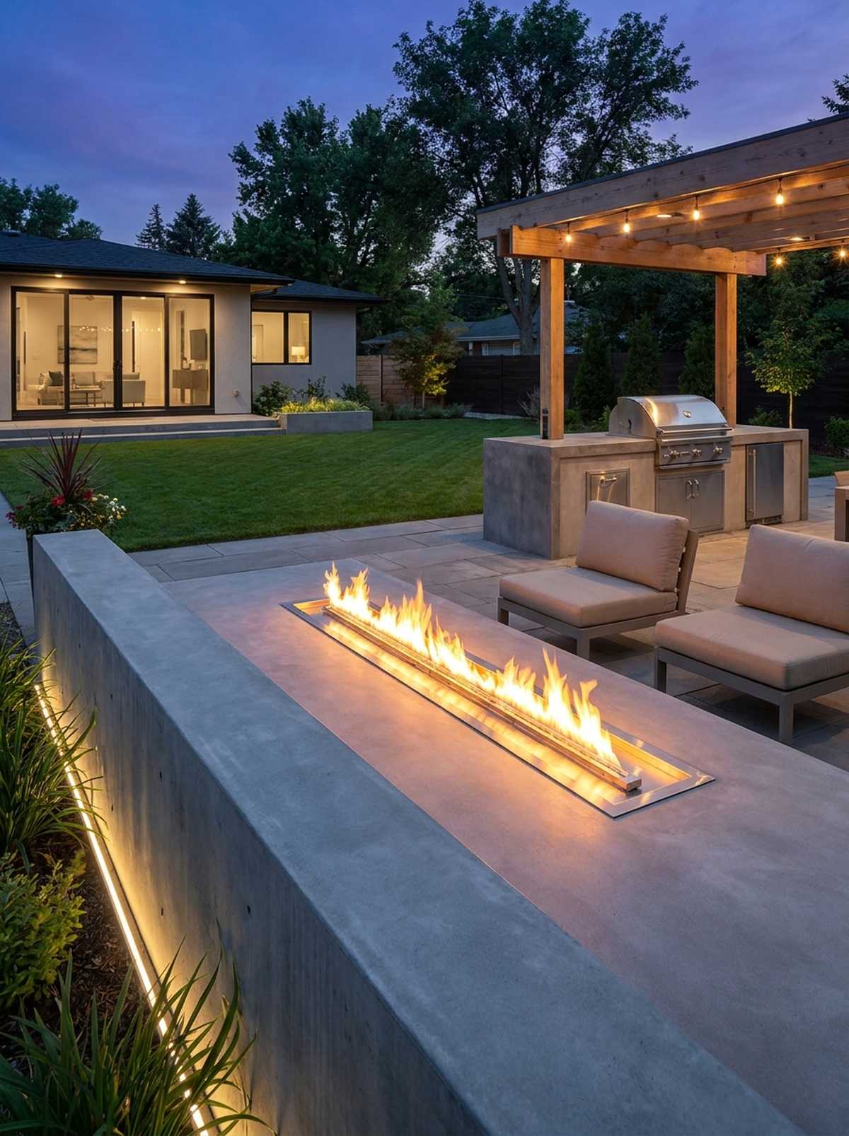 linear gas fire feature