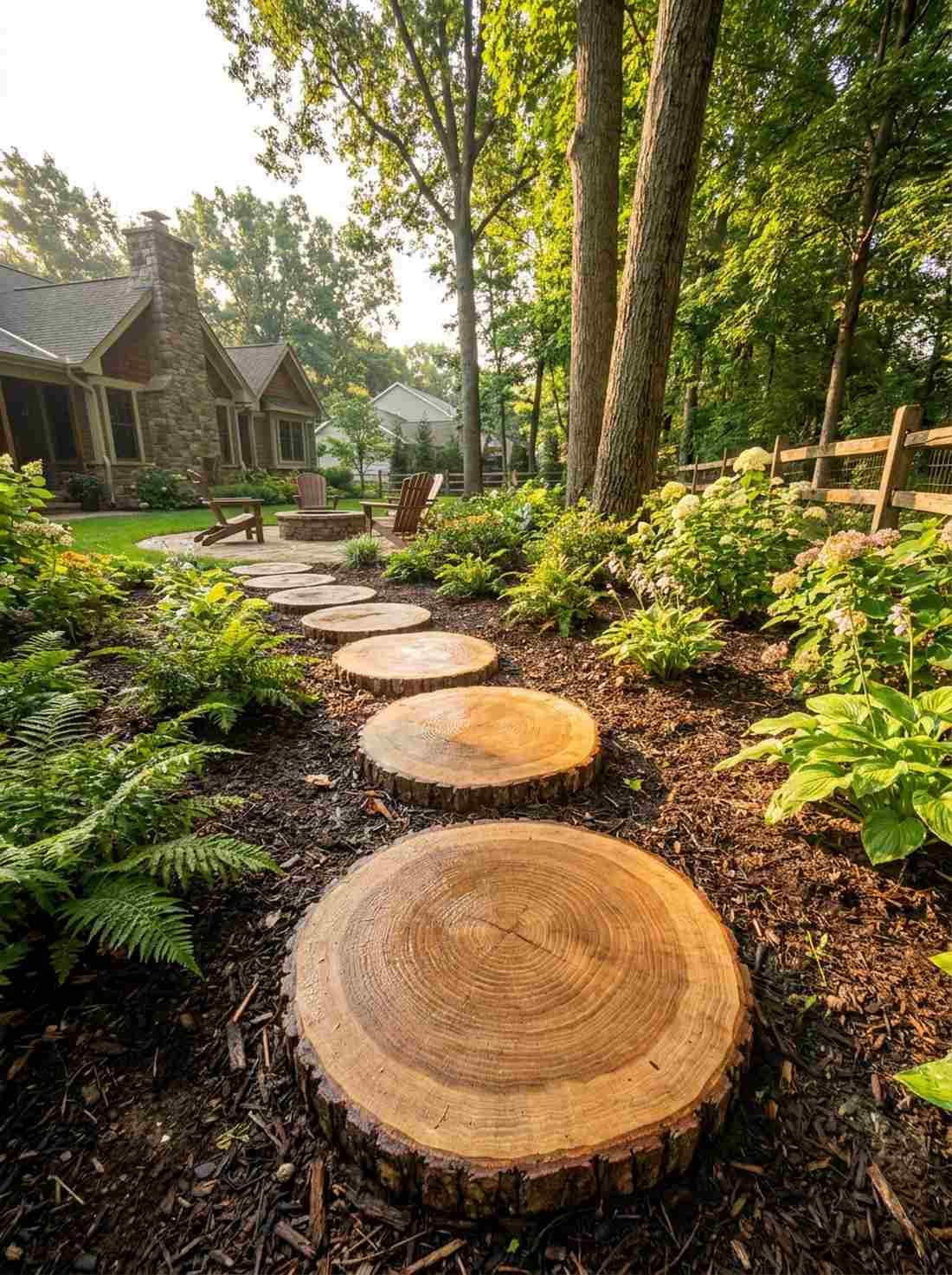 log round stepping stones
