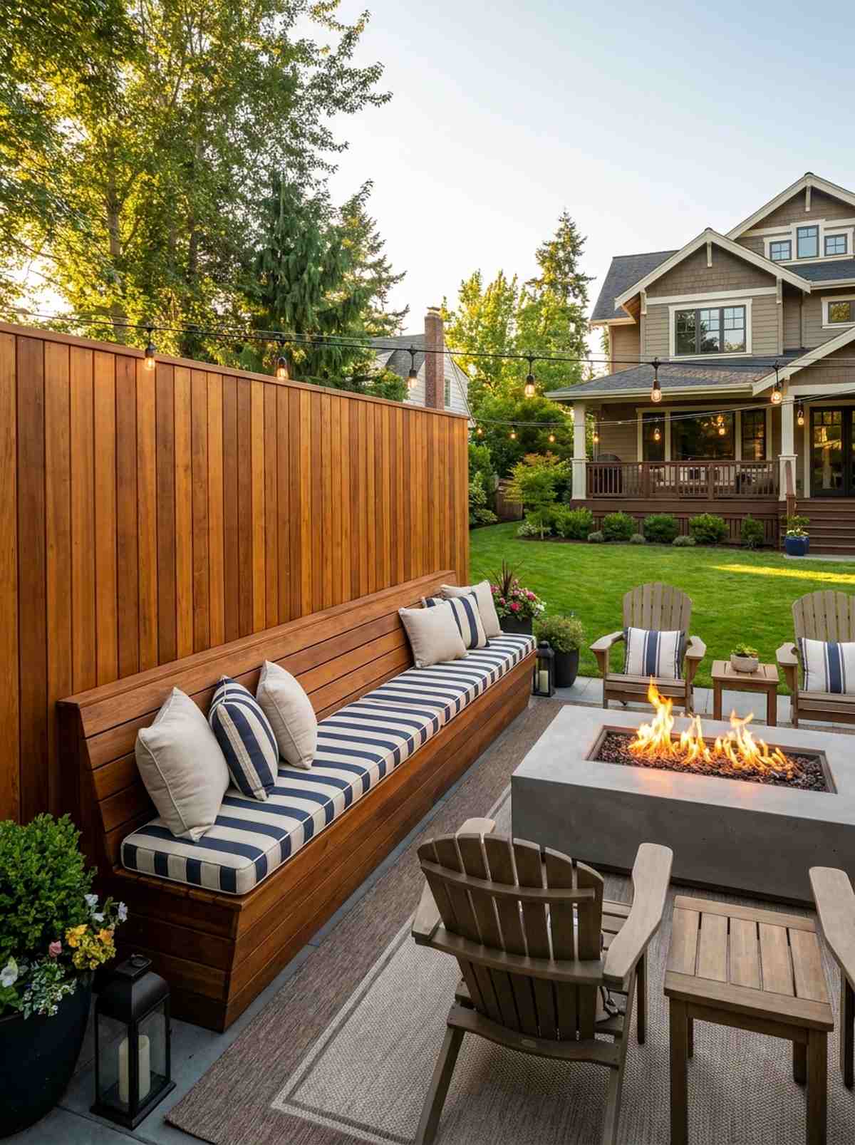 privacy wall with integrated seating