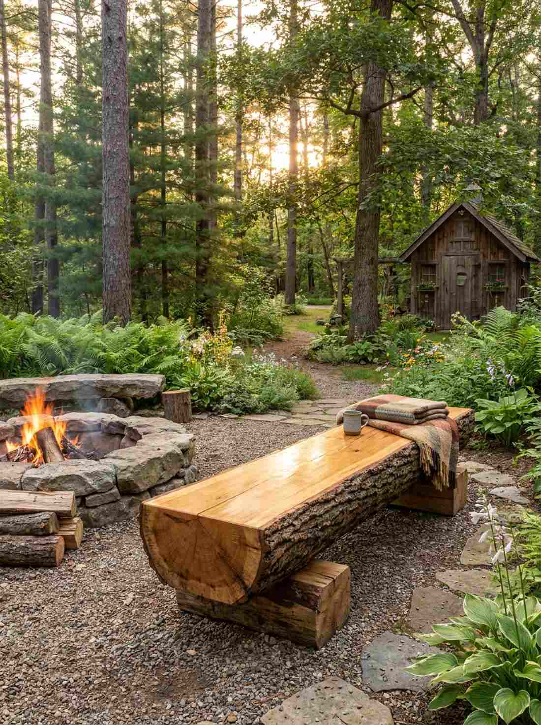 split log bench seating