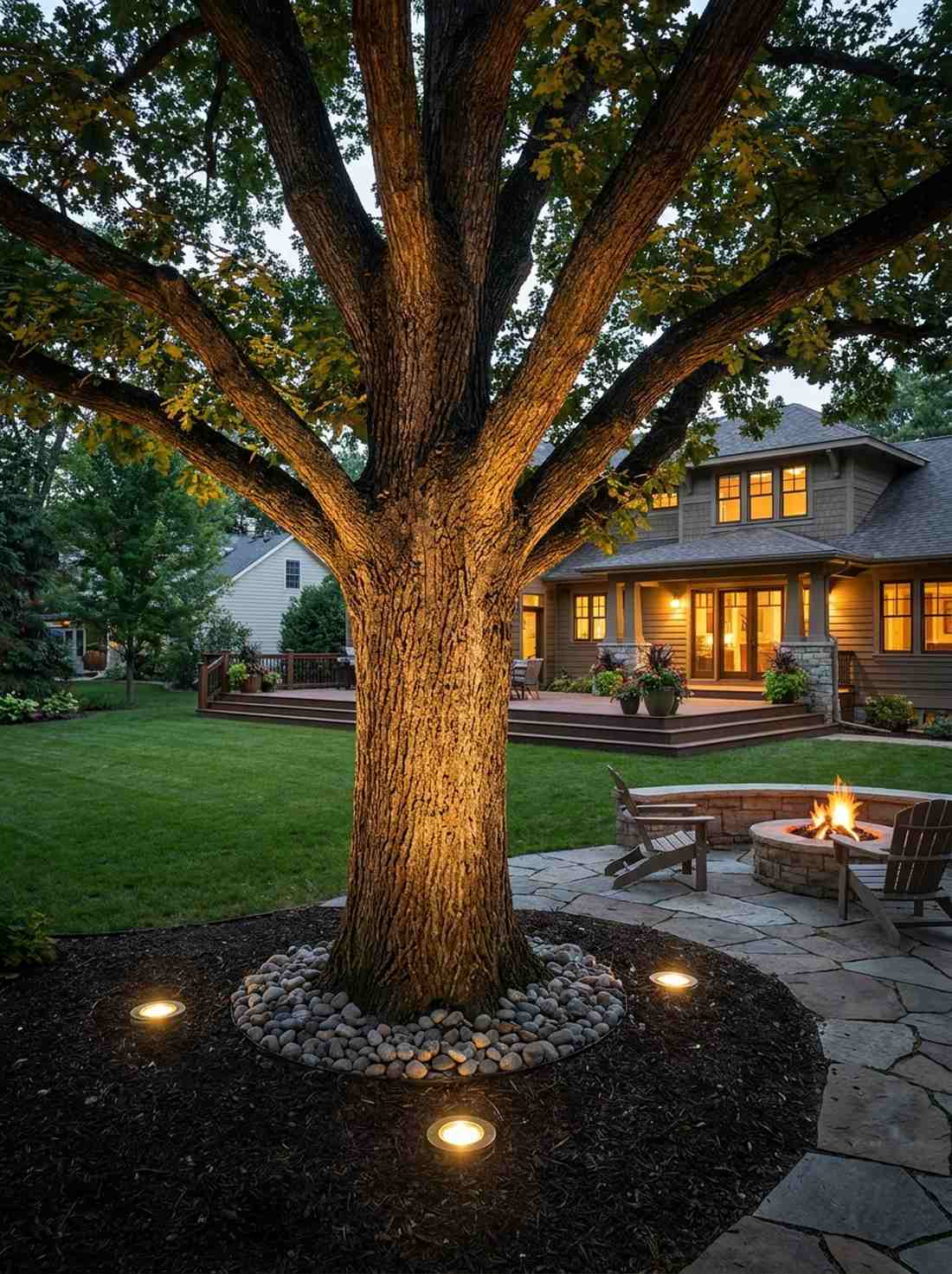 tree uplighting with well lights