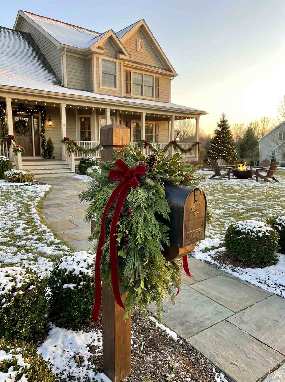 evergreen swag mailbox