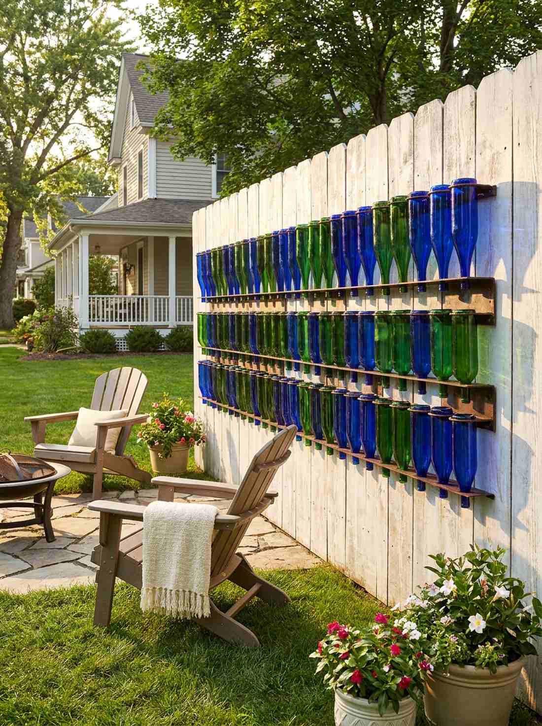 hanging bottle garden art