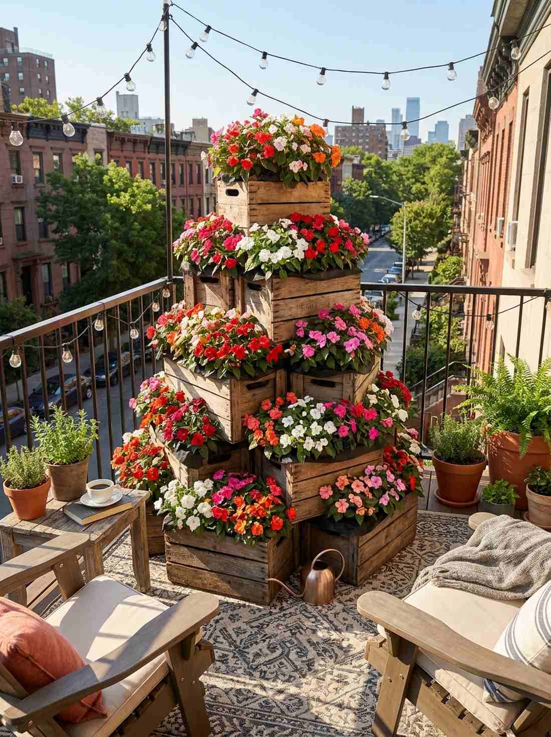 stacked crate planter tower